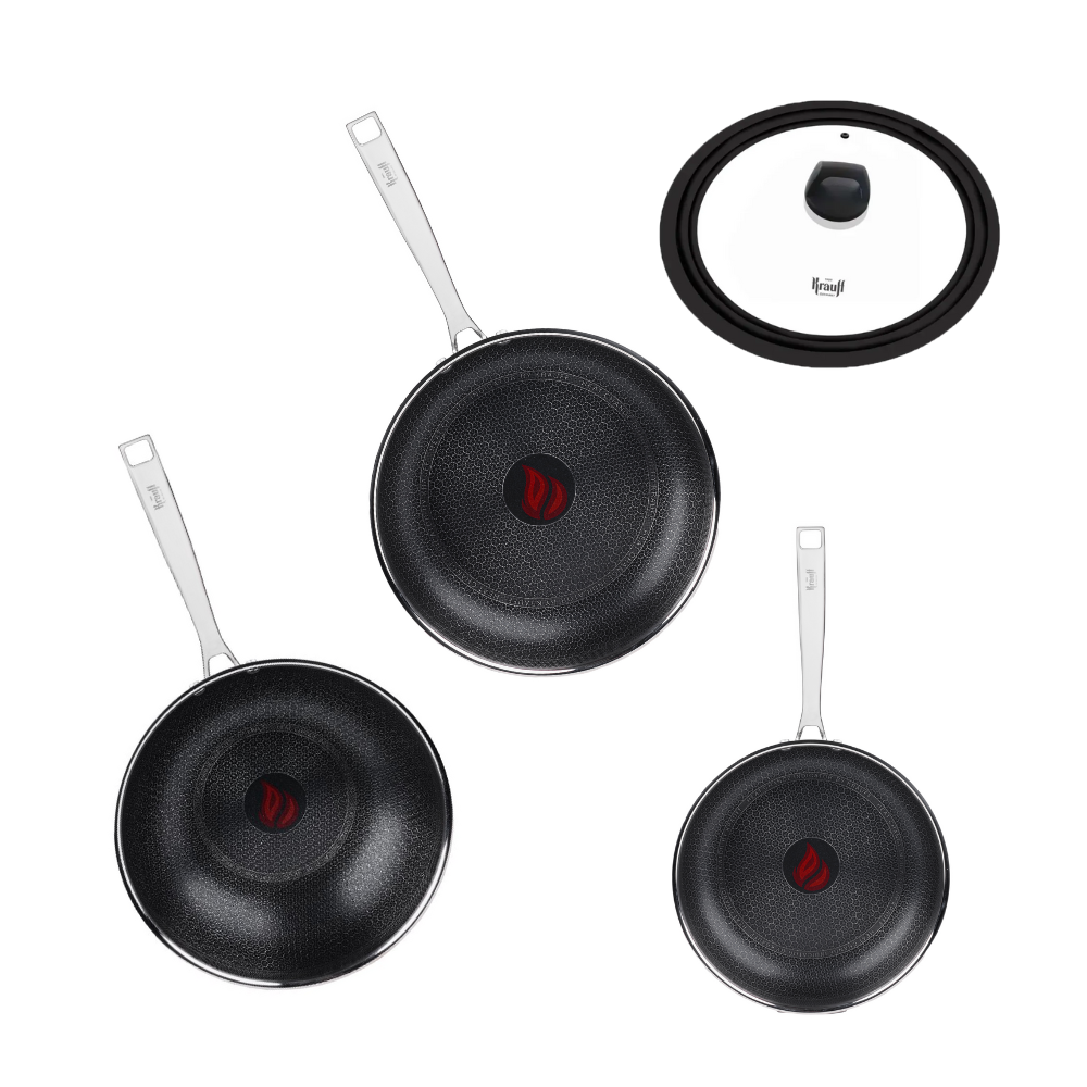 Набор из 3-х сковородок Krauff NanoPro с крышкой (55-333-507)