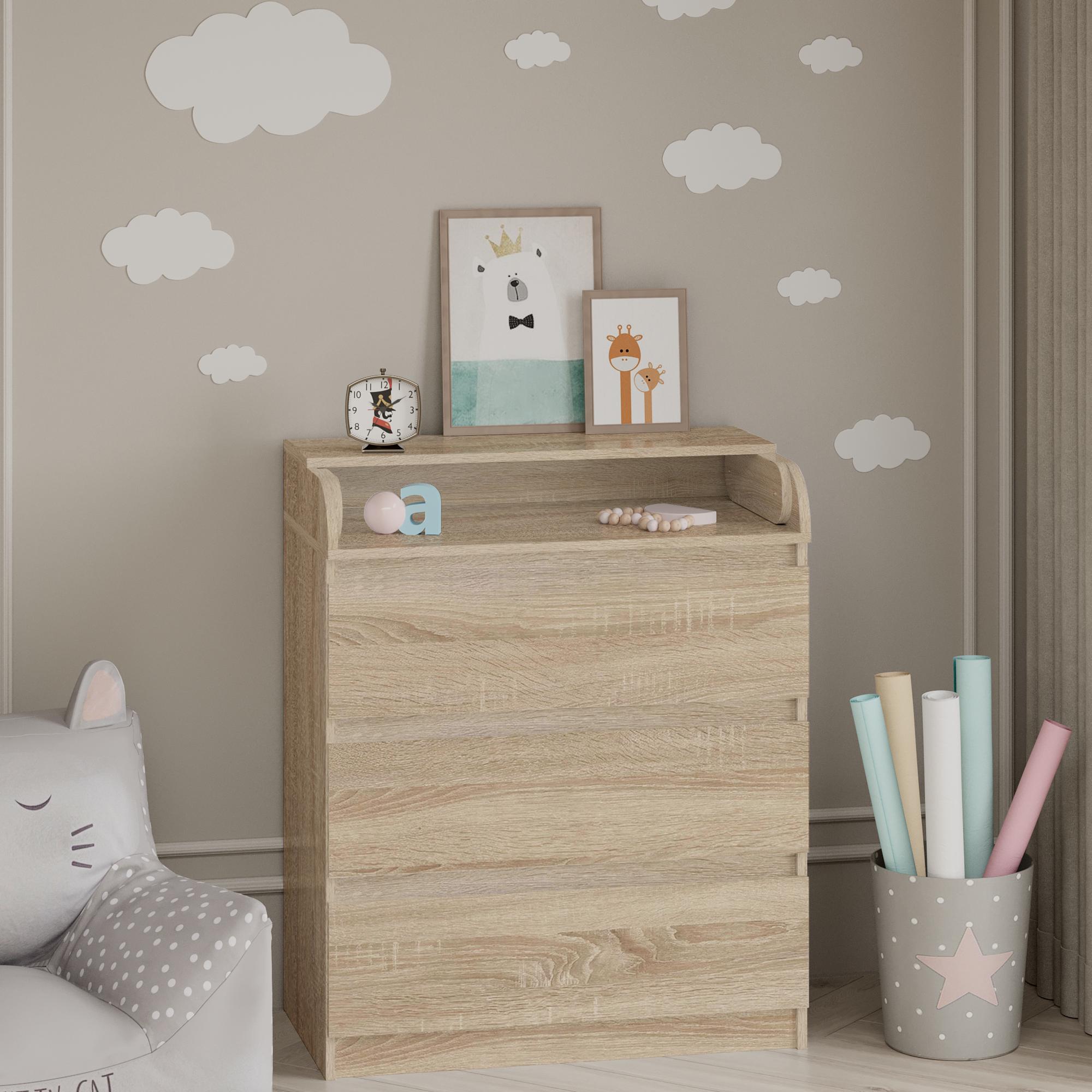 Комод пеленальный на 3 ящика без ручек Line KPF3 800x450x970 мм Дуб Сонома Комод пеленальный на 3 ящика без ручек Line KPF3 800x450x970 мм Дуб Сонома