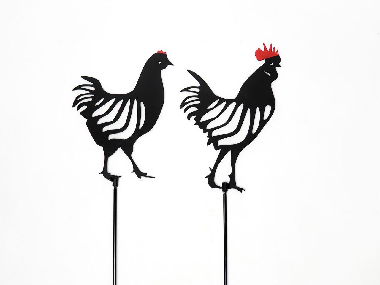 Садовая фигура Курица и петух металлический колышек для двора/сада/газона (DCR032) - фото 6