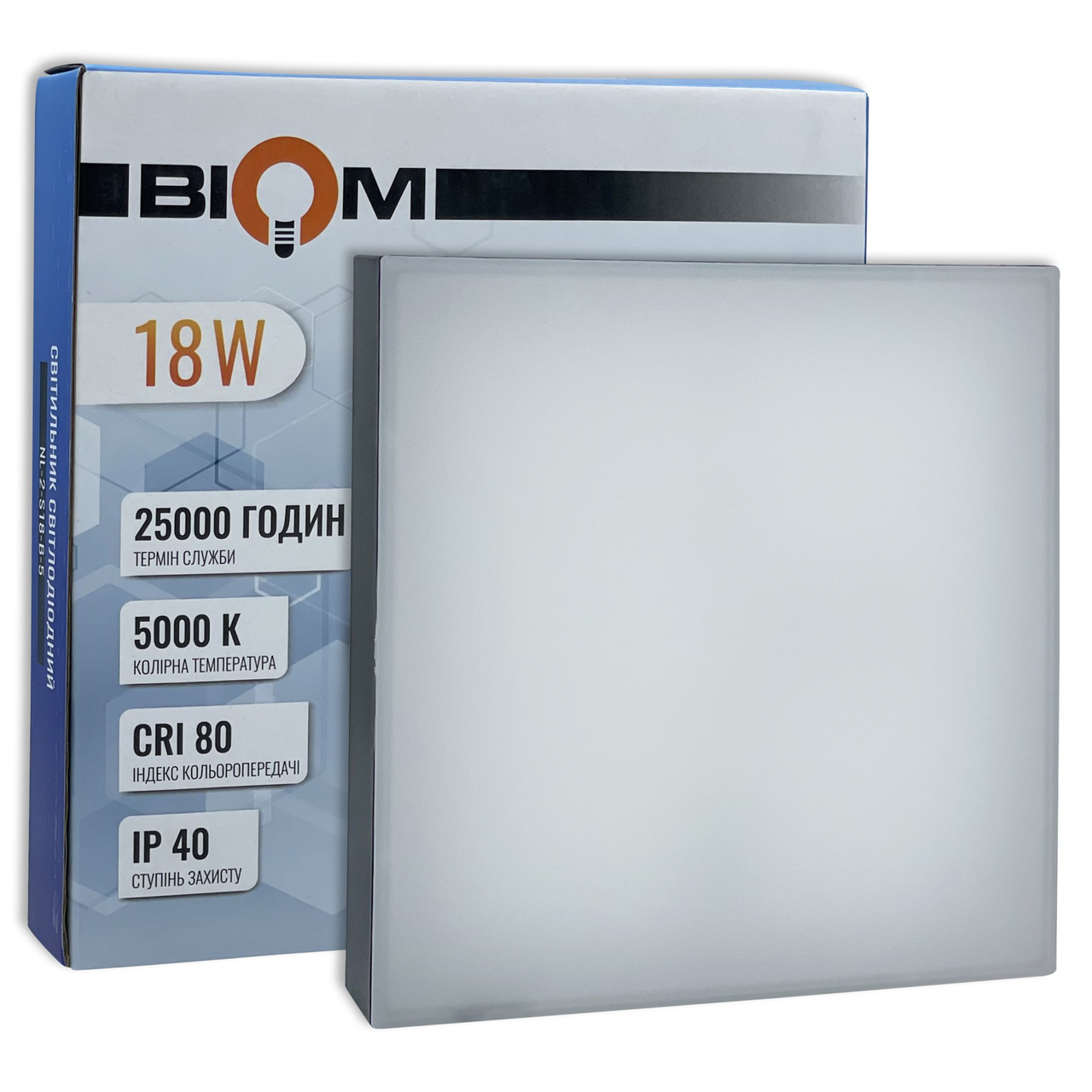 Светильник LED накладной Biom NL-2-S18-B-5 18W 5000К IP40 квадратный Черный Светильник LED накладной Biom NL-2-S18-B-5 18W 5000К IP40 квадратный Черный