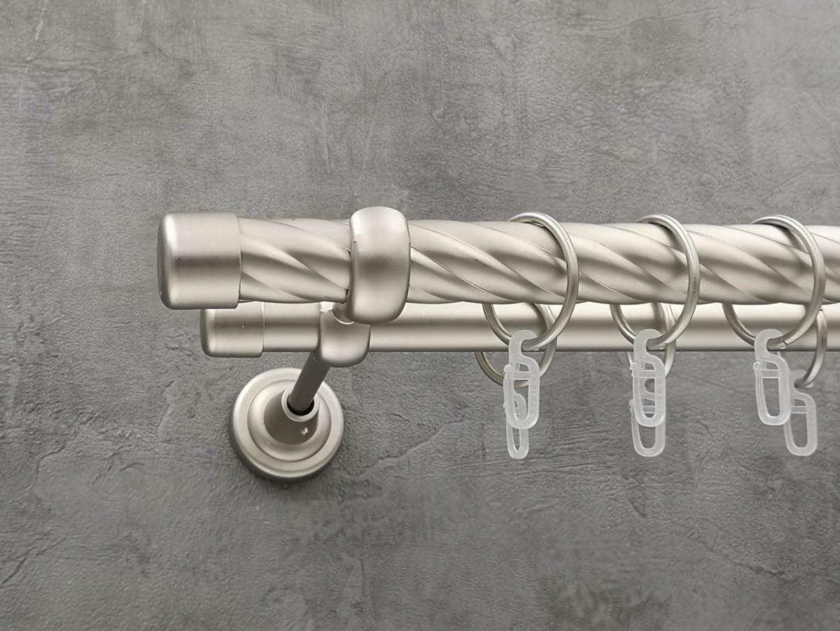 Карниз Quadrum Заглушка кручена штанга подвійний відкритий 25/19 мм 160 см Сатин (264771891)