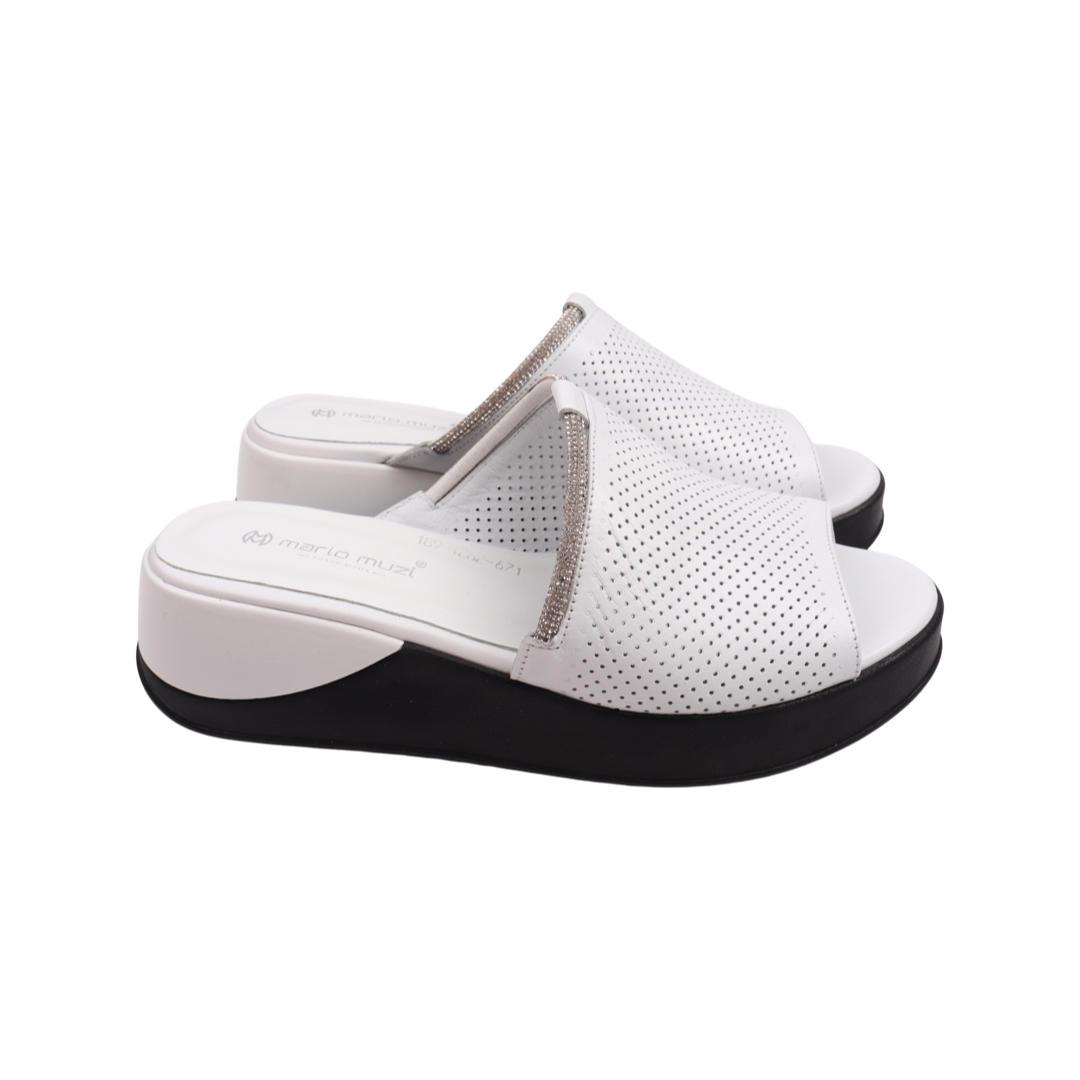 Шлепанцы женские Mario Muzi из кожи р. 37 Белый (658-22LSHC)