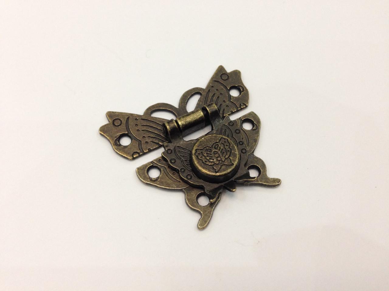 Замок бабочка декоративный 52х45 мм Антик (30954047) - фото 3