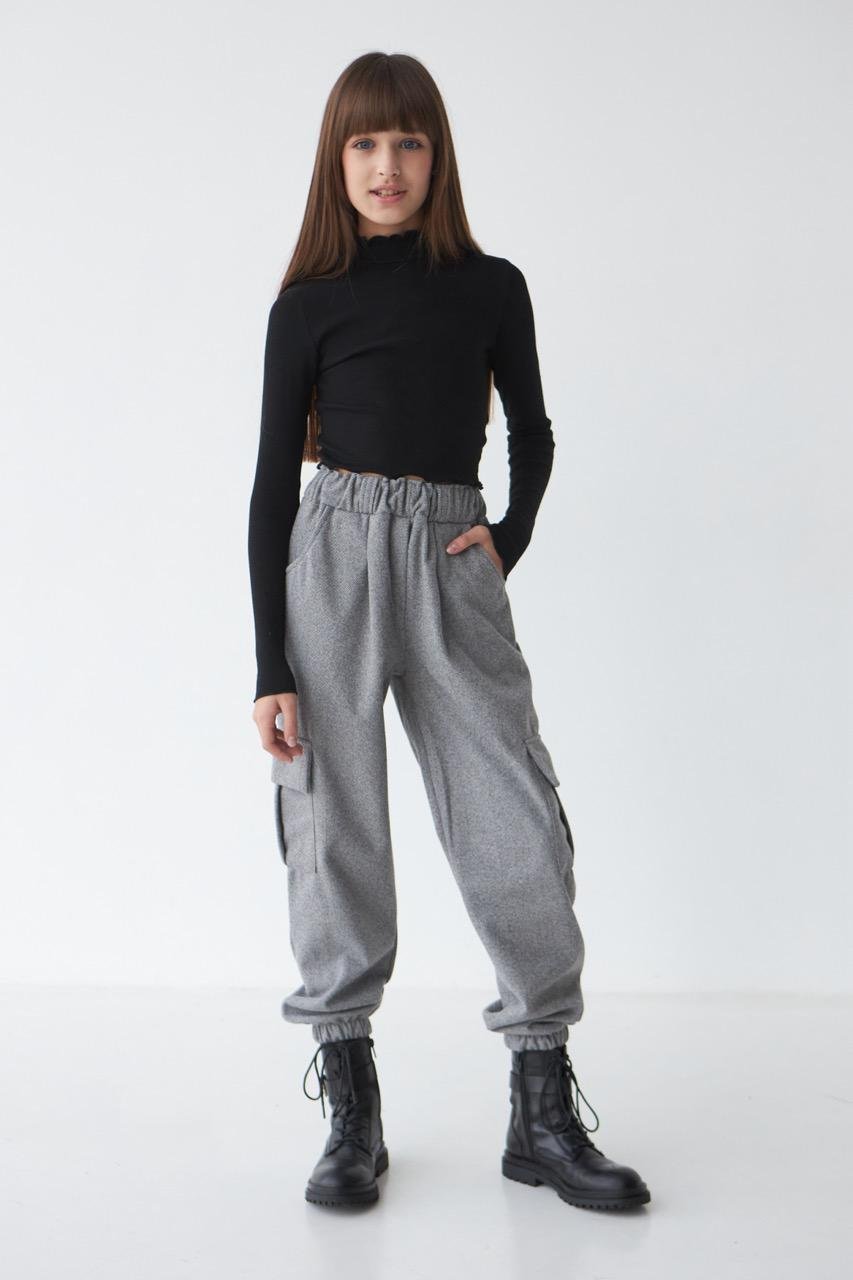 Брюки джогеры-карго для девочки Valza 3432 134 см Серый - фото 3