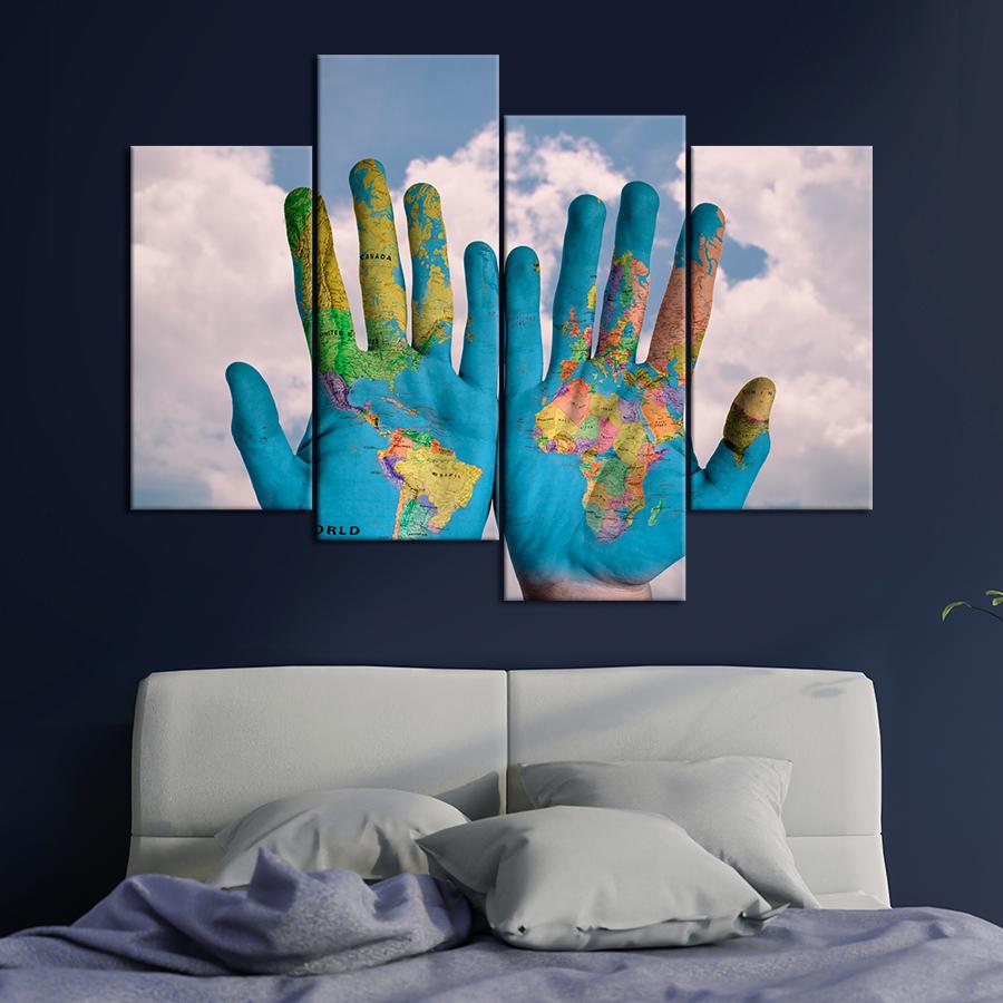 Картина карта Яркий мир на ладонях 129x90 см (A1341-4) Картина карта Яркий мир на ладонях 129x90 см (A1341-4)