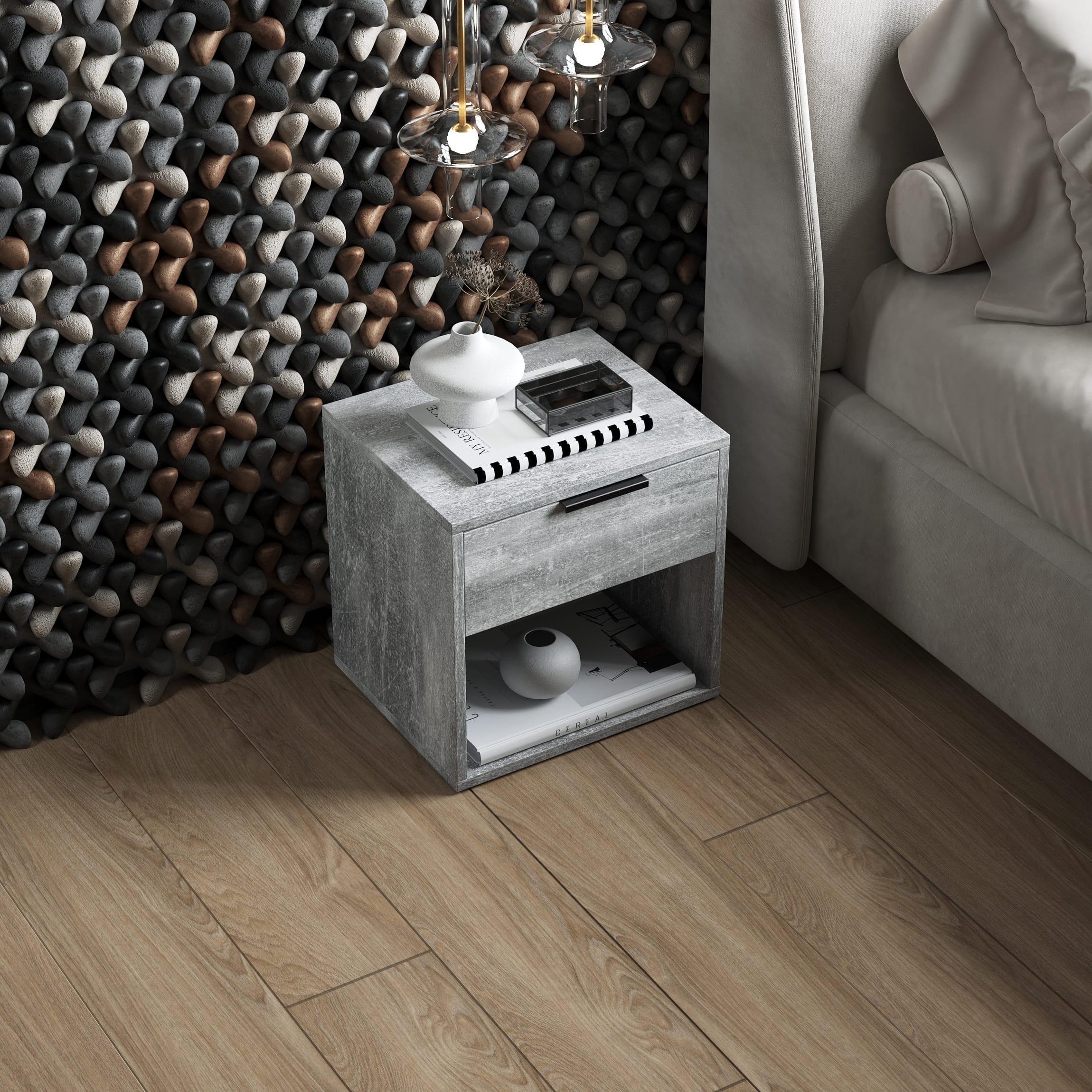 Тумба прикроватная с выдвижным ящиком Бетон (380613) - фото 1