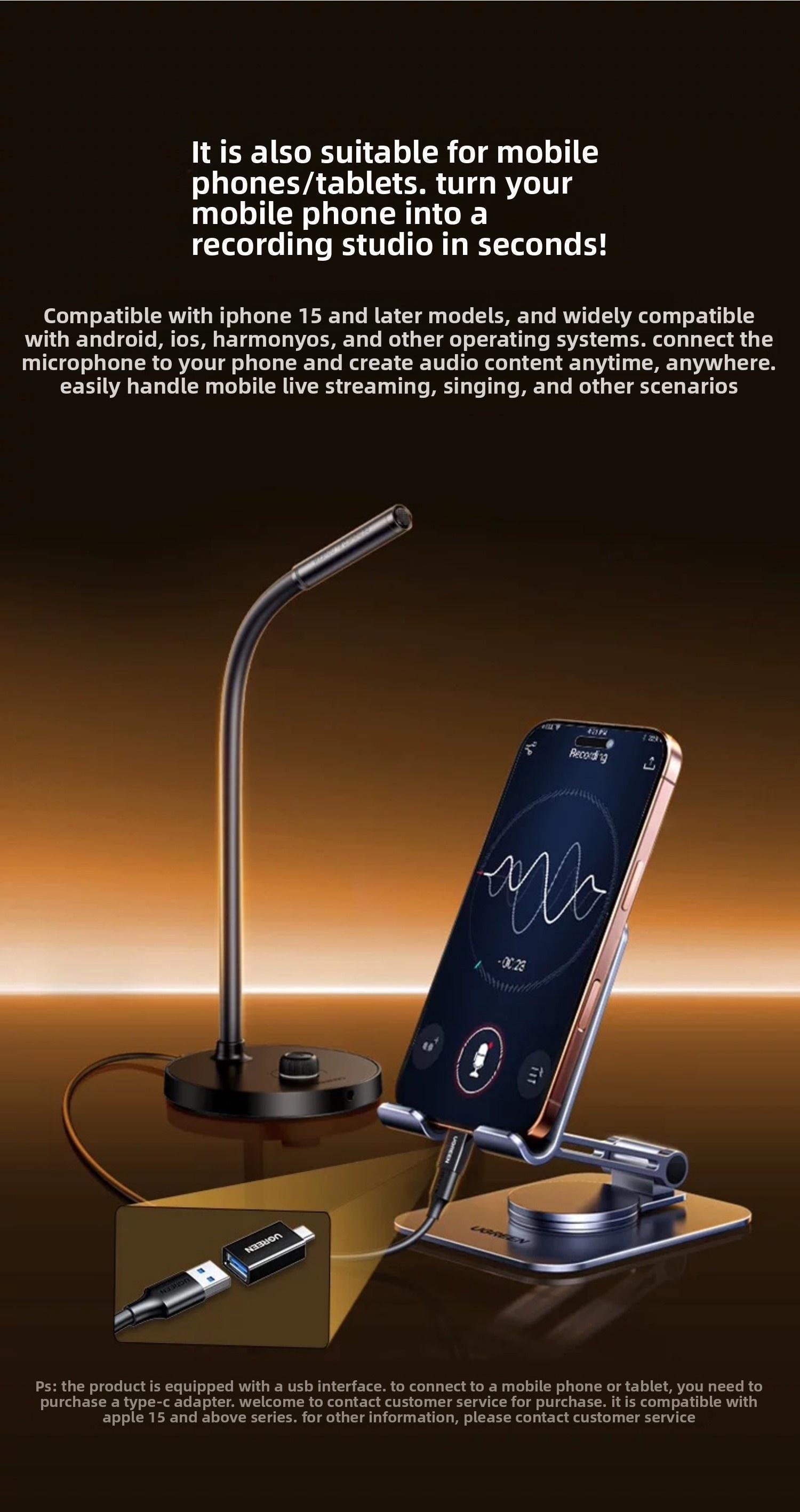 Мікрофон настільний Ugreen 96 360° 3.5 мм Чорний (55344) - фото 17