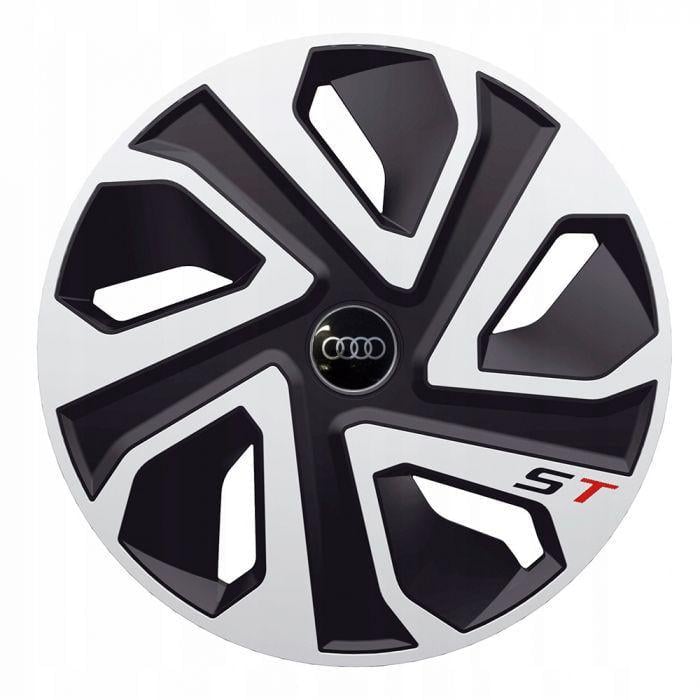 Ковпаки для коліс J-TEC ST Silver/Black R13 з логотипом Audi 4 шт.