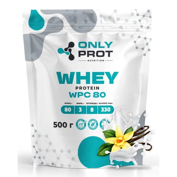 Протеин сывороточный концентрат Onlyprot Whey Protein WPC 80% для набора мышечной массы 500 г Ваниль (21-145-wpc-80-v-500g) Протеин сывороточный концентрат Onlyprot Whey Protein WPC 80% для набора мышечной массы 500 г Ваниль (21-145-wpc-80-v-500g)