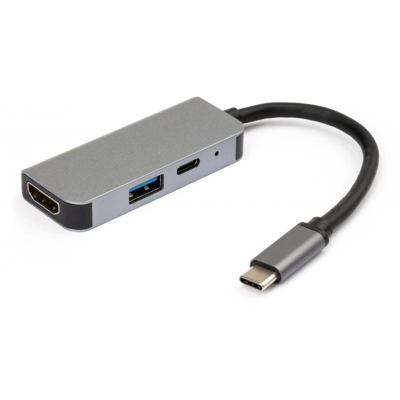 Концентратор Vinga Type-C to 4K HDMI + USB3,0 + PD Aluminium (VCPHTC3AL) - фото 1