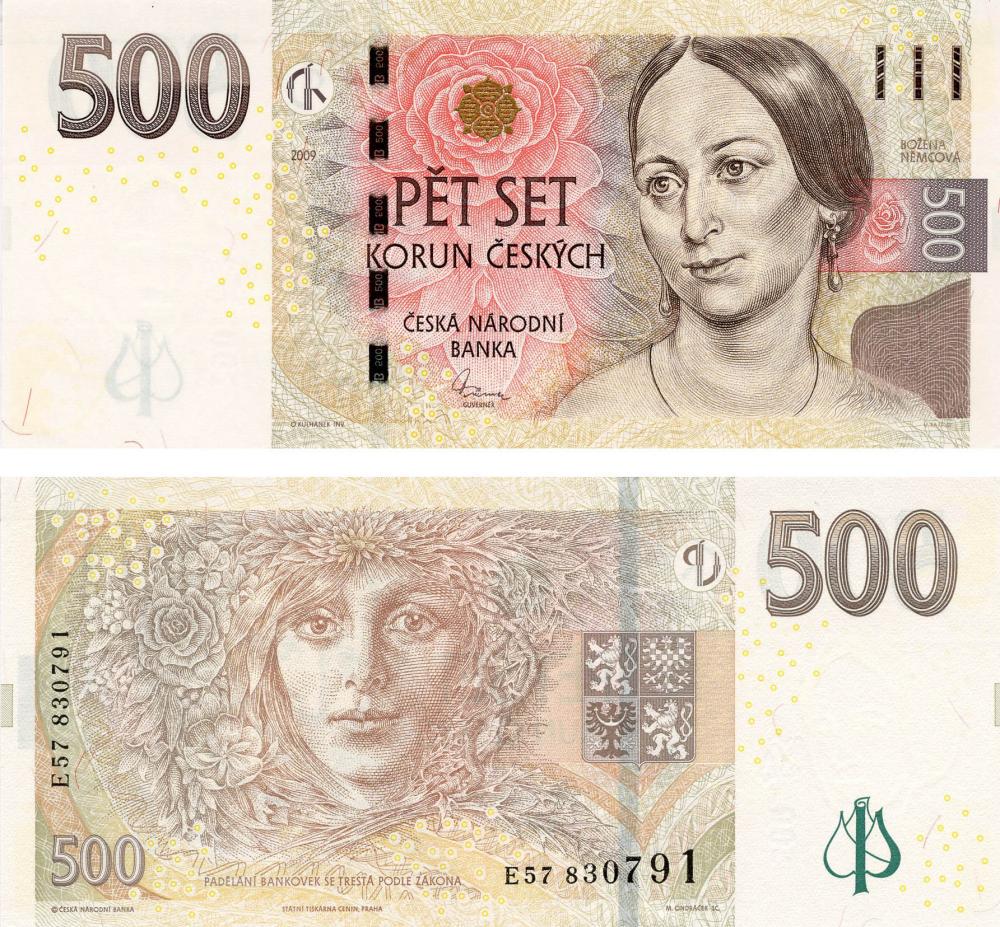 Коллекционная банкнота Чехия 500 крон 2009 UNC P24 (Б03740)