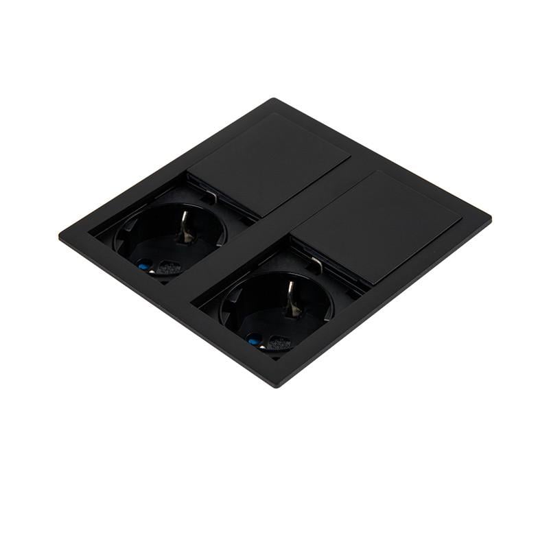 Блок розеточный двойной VersaHIT 2 розетки 110-220В 16A IP54 Черный мат (86222) - фото 2