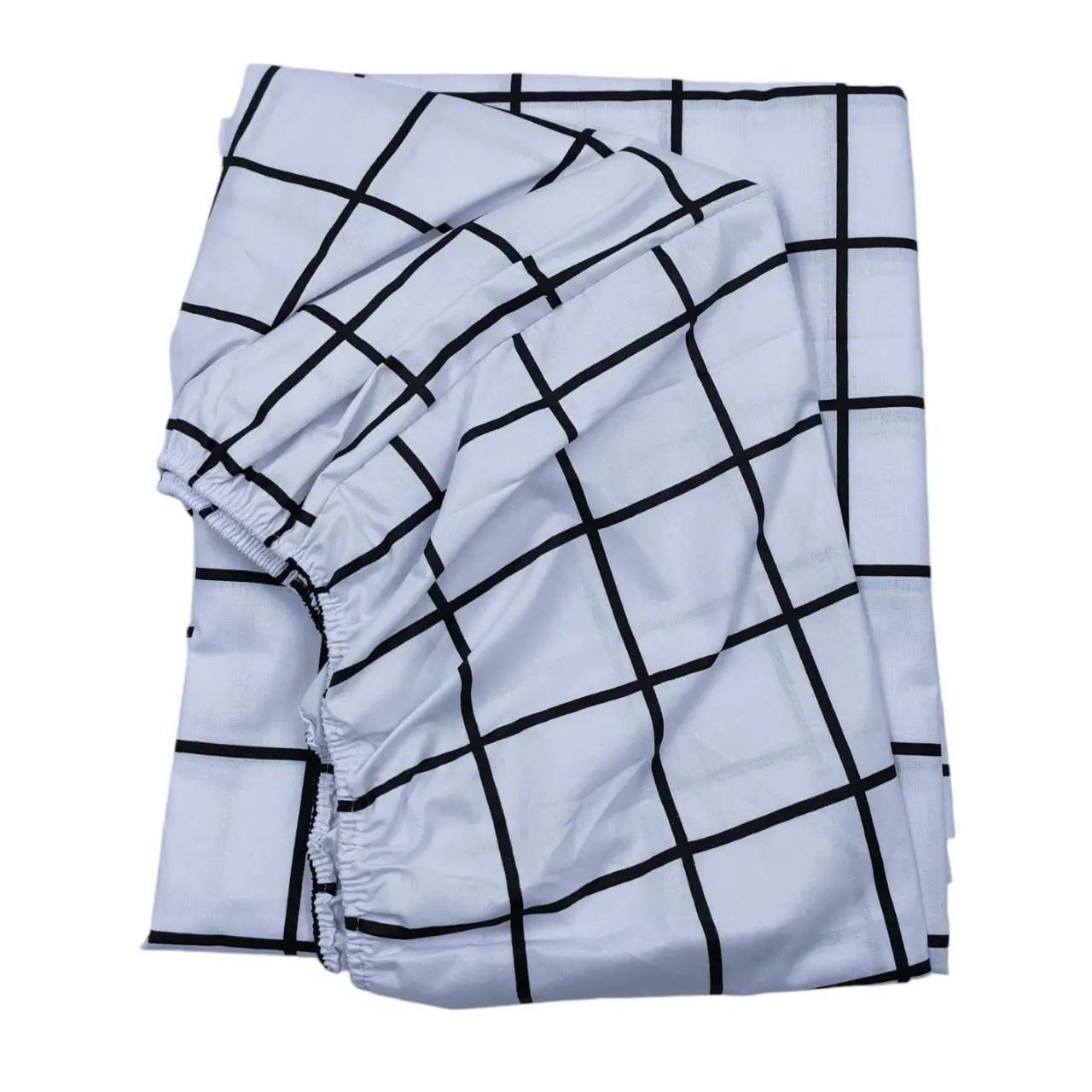 Простирадло на гумці Клітинка 180х200 см Білий (G-4452/WP/-180) Простирадло на гумці Клітинка 180х200 см Білий (G-4452/WP/-180)