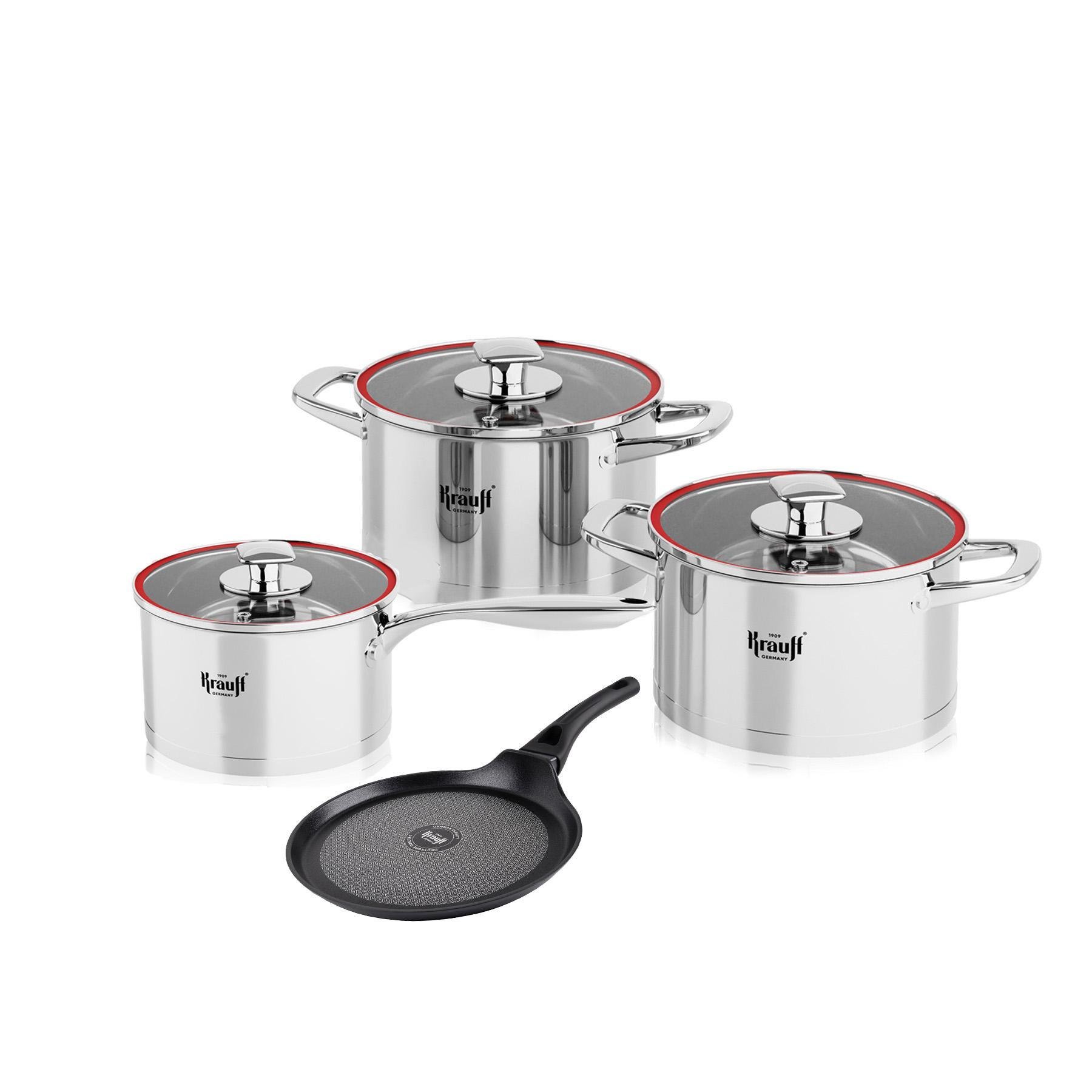 Набор кастрюль Krauff Prime Chef со сковородой для блинов Hamburg и сумкой (55-333-480)