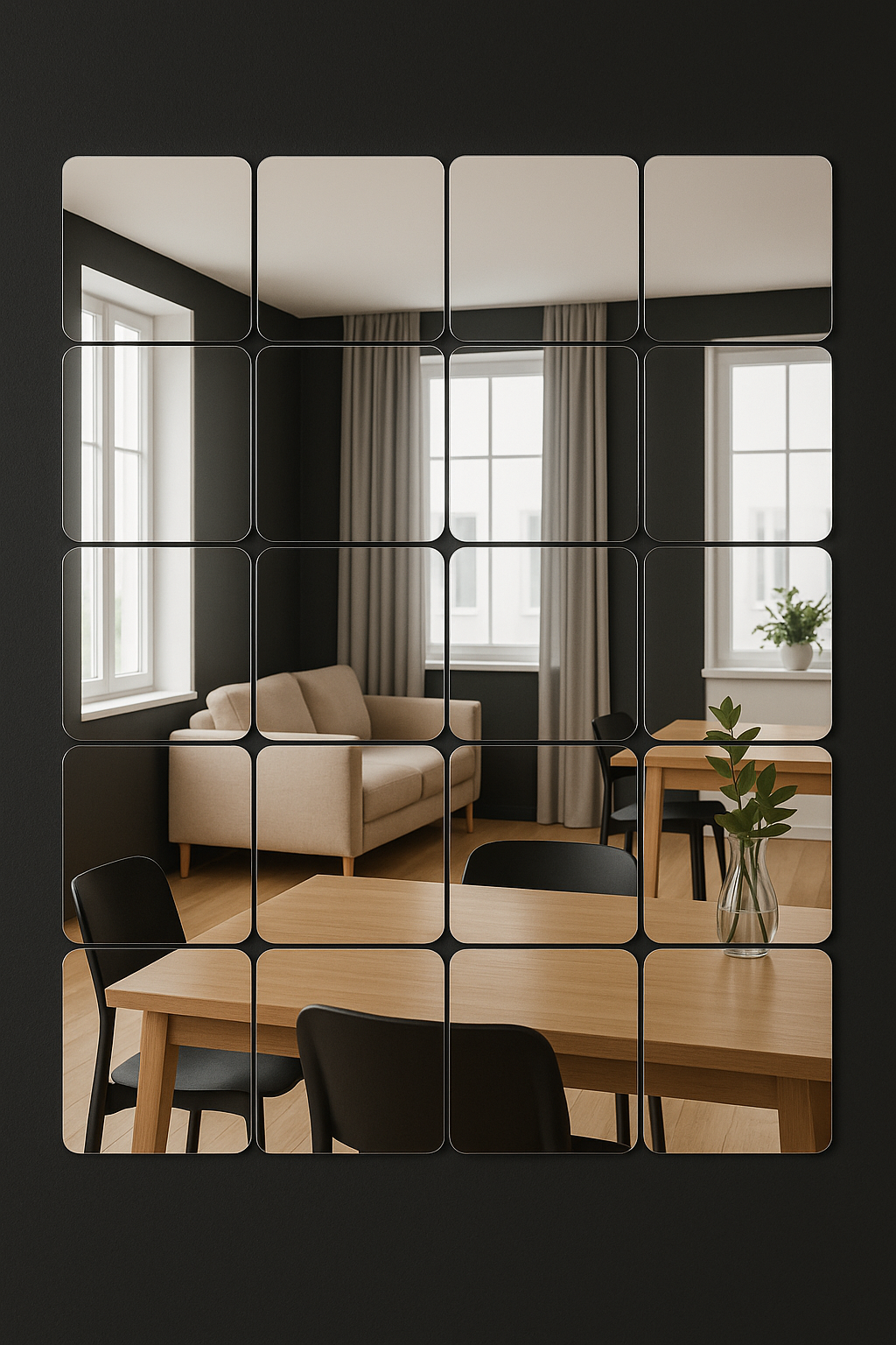 Дзеркало-самоклейка на стіну квадратне Stick Mirror 30х30 см (6330) - фото 6