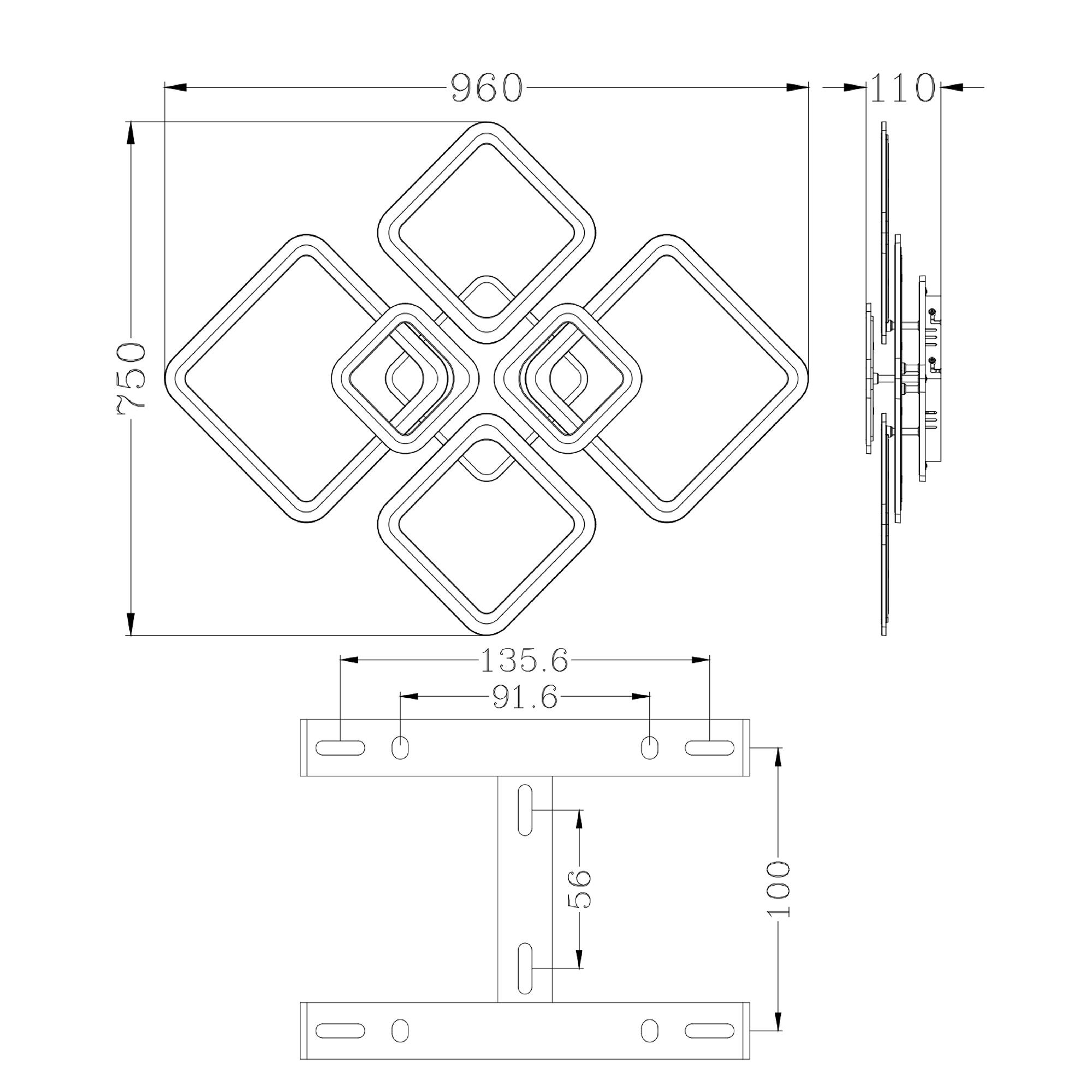 Люстра смарт світлодіодна ESLLSE OVAL ICE RGB 7S 120 Вт керована з підсвіткою RGB 960x750x110 мм Білий (10482) - фото 5