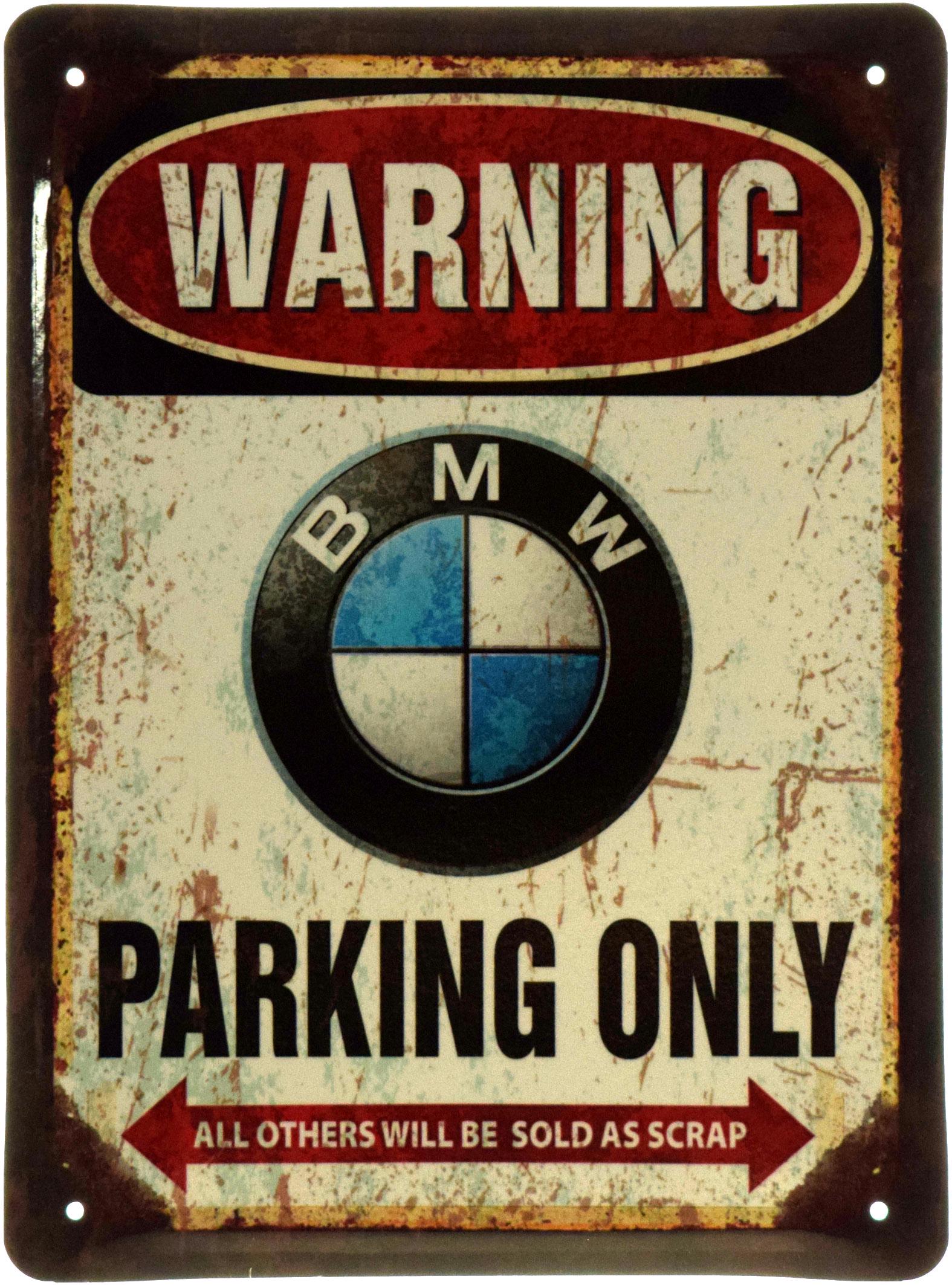 Табличка металлическая "Warning BMW Parking Only" 20х27 см (ms-103639)
