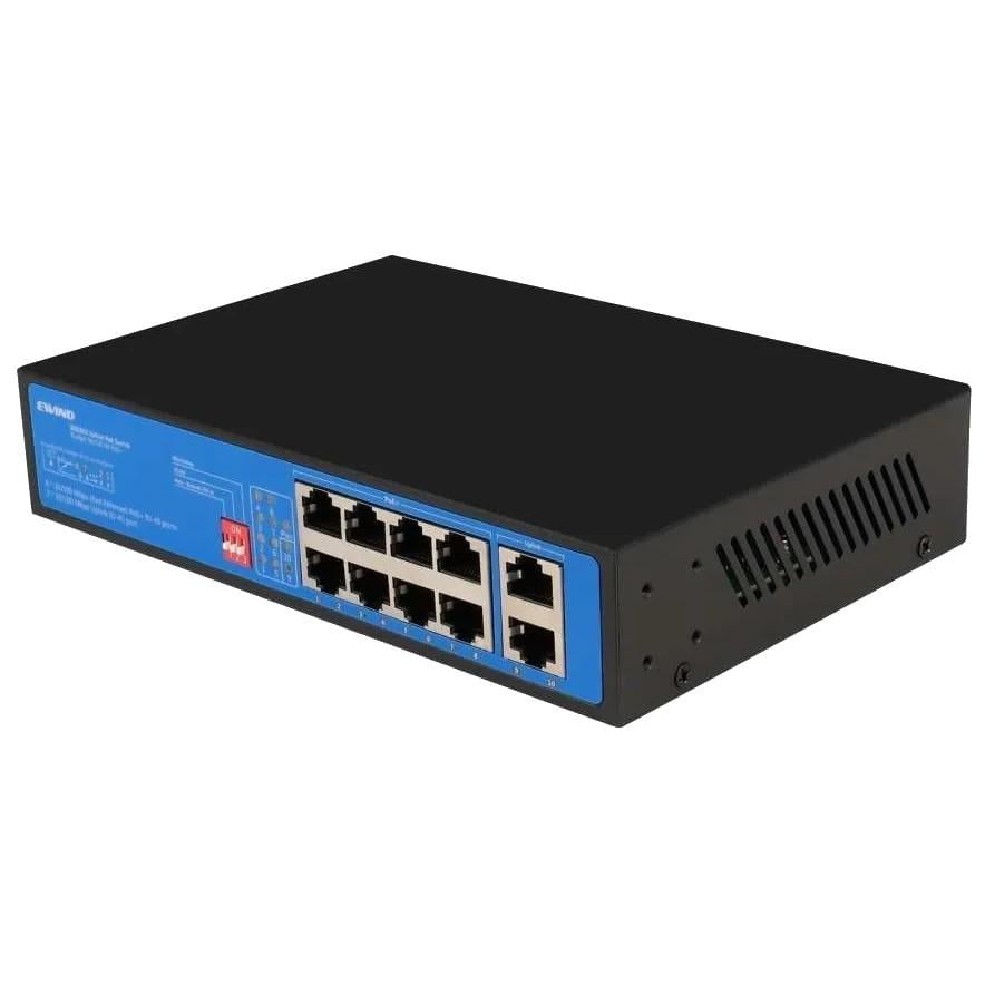 Комутатор некерований PoE Ewind EW-S1910CF-AP 2 Гбіт/с AI Watchdog та авто відновленням портів 10-портовий Чорний (32162410) Комутатор некерований PoE Ewind EW-S1910CF-AP 2 Гбіт/с AI Watchdog та авто відновленням портів 10-портовий Чорний (32162410)