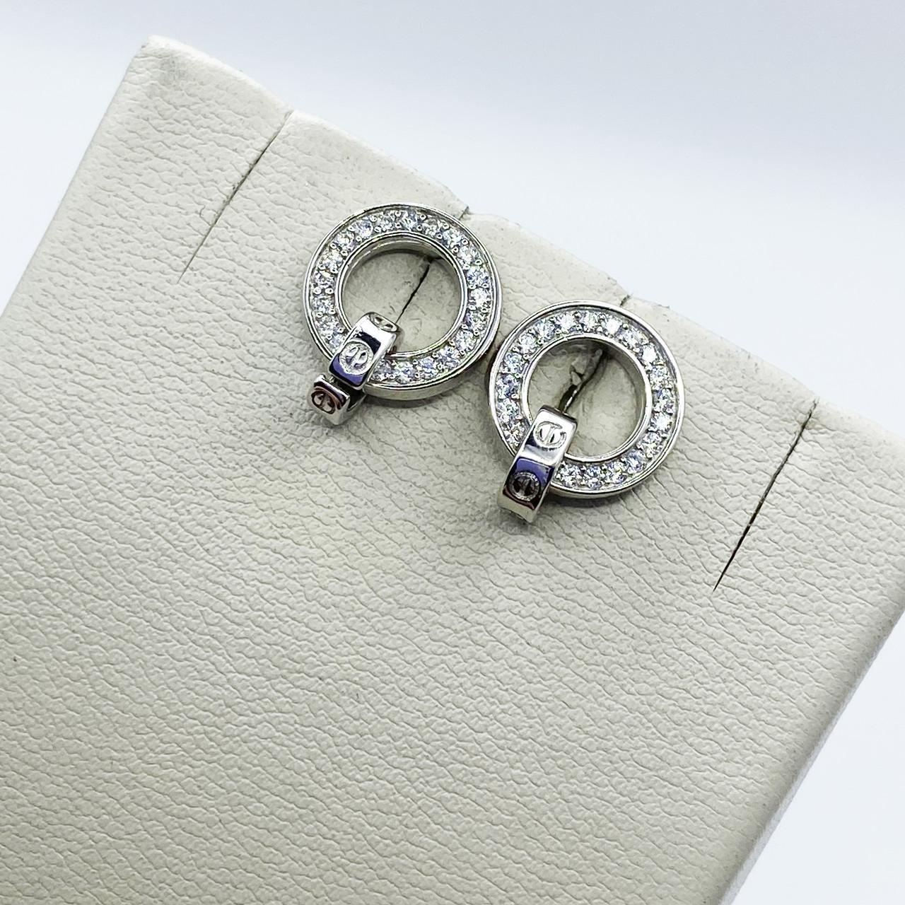 Серьги-пусеты серебряные Картье с кубическим цирконием 2,8 г (2208055594)