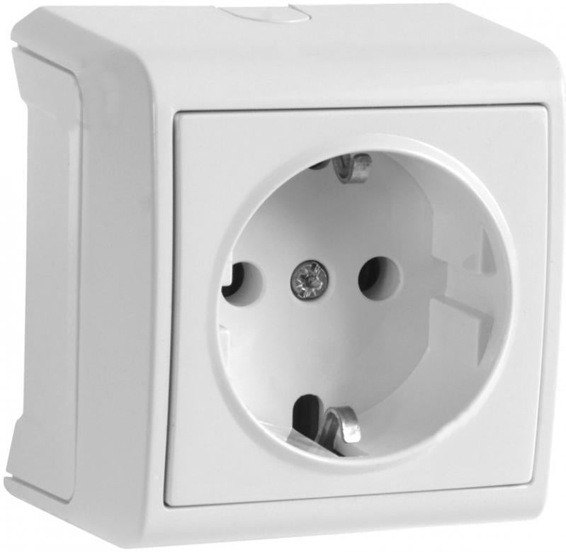 Розетка накладная одинарная с заземлением Viko VERA IP20 Белый (00000019906)