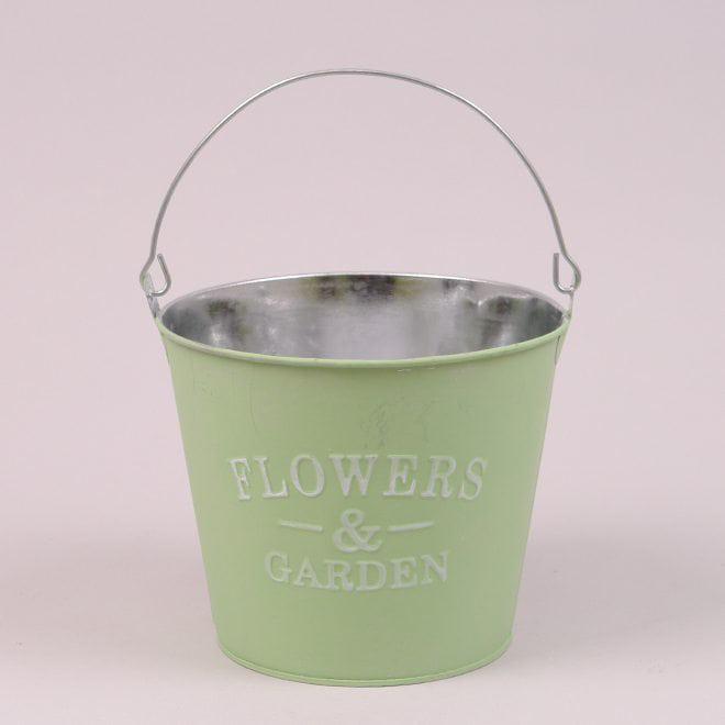 Кашпо металлическое Flora Ведерко Flowers & Garden 38814 Зеленый (DR013615)