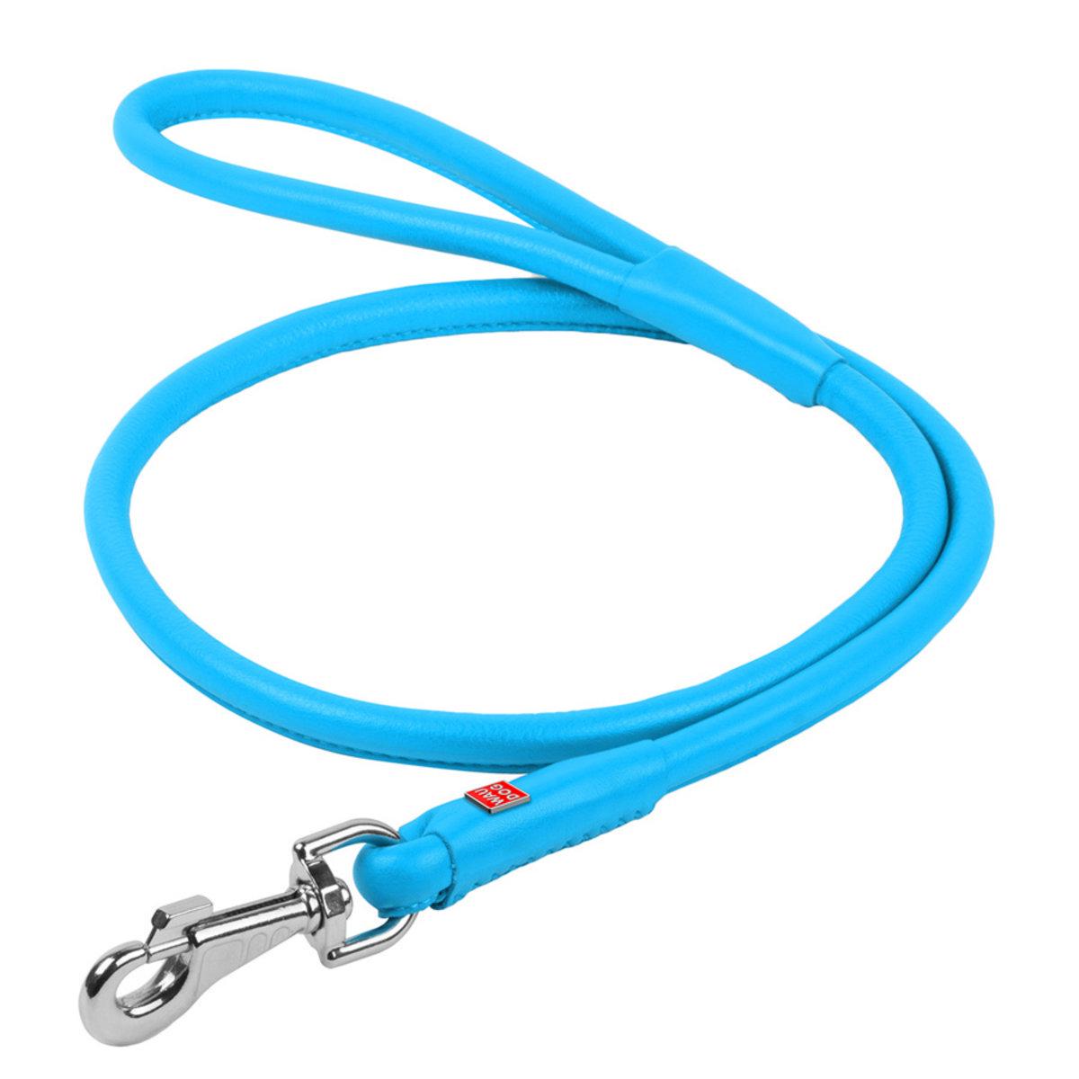 Поводок для собак кожаный Waudog Glamour круглый 13 мм х 122 см Голубой (33792 Col)