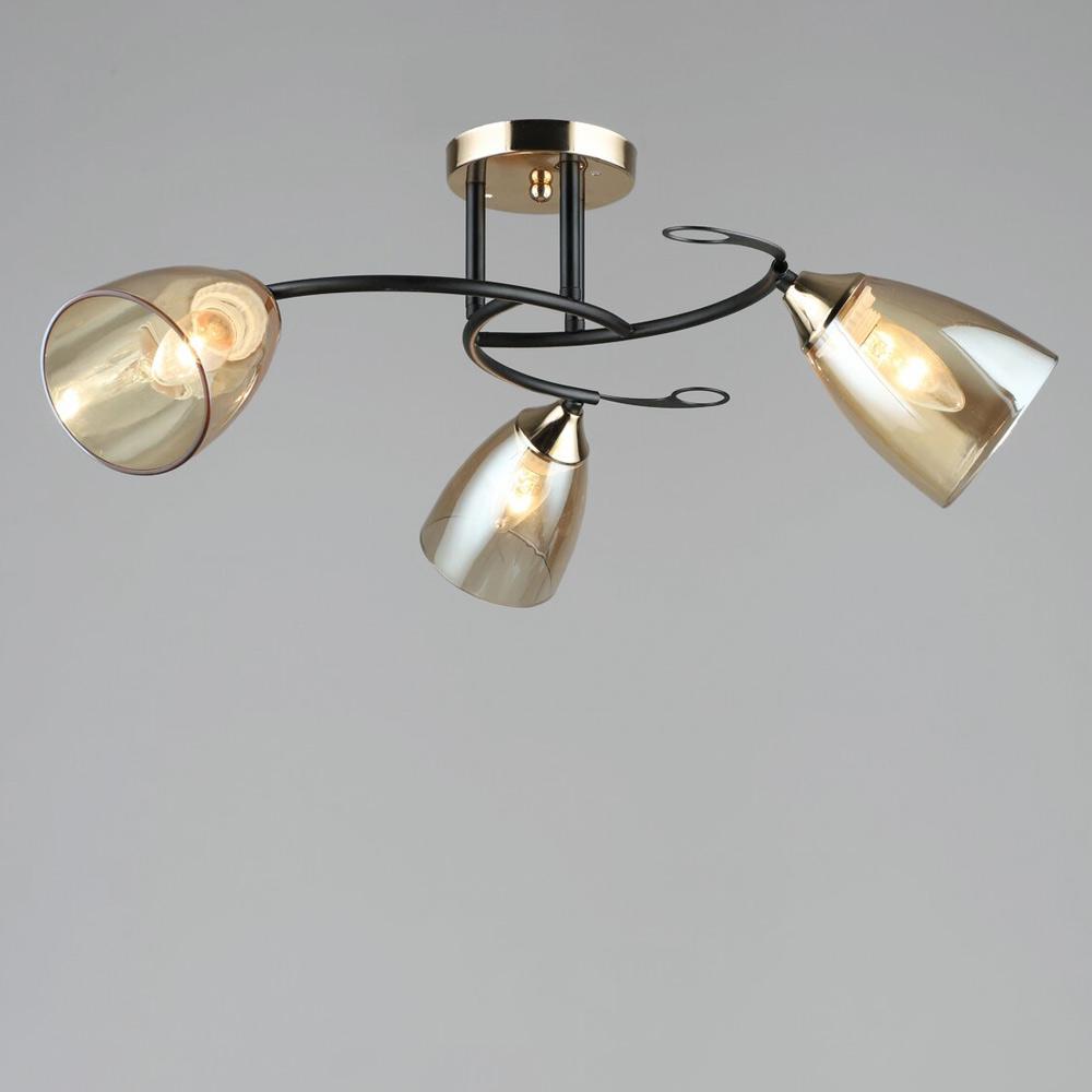 Люстра стельова Lighthouse SRS-19484/3 BK+FGD Чорний/Золотий/Бурштиновий