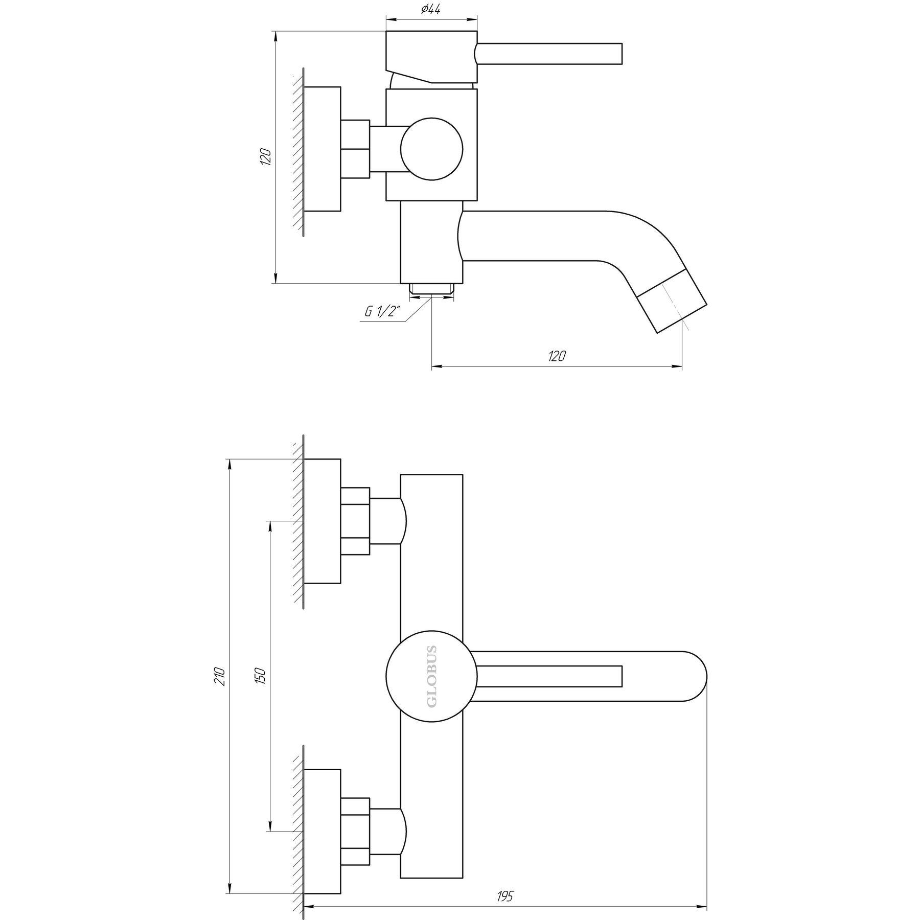 Смеситель для ванной Globus Lux Alpen SBT1-102L (000017529) - фото 2