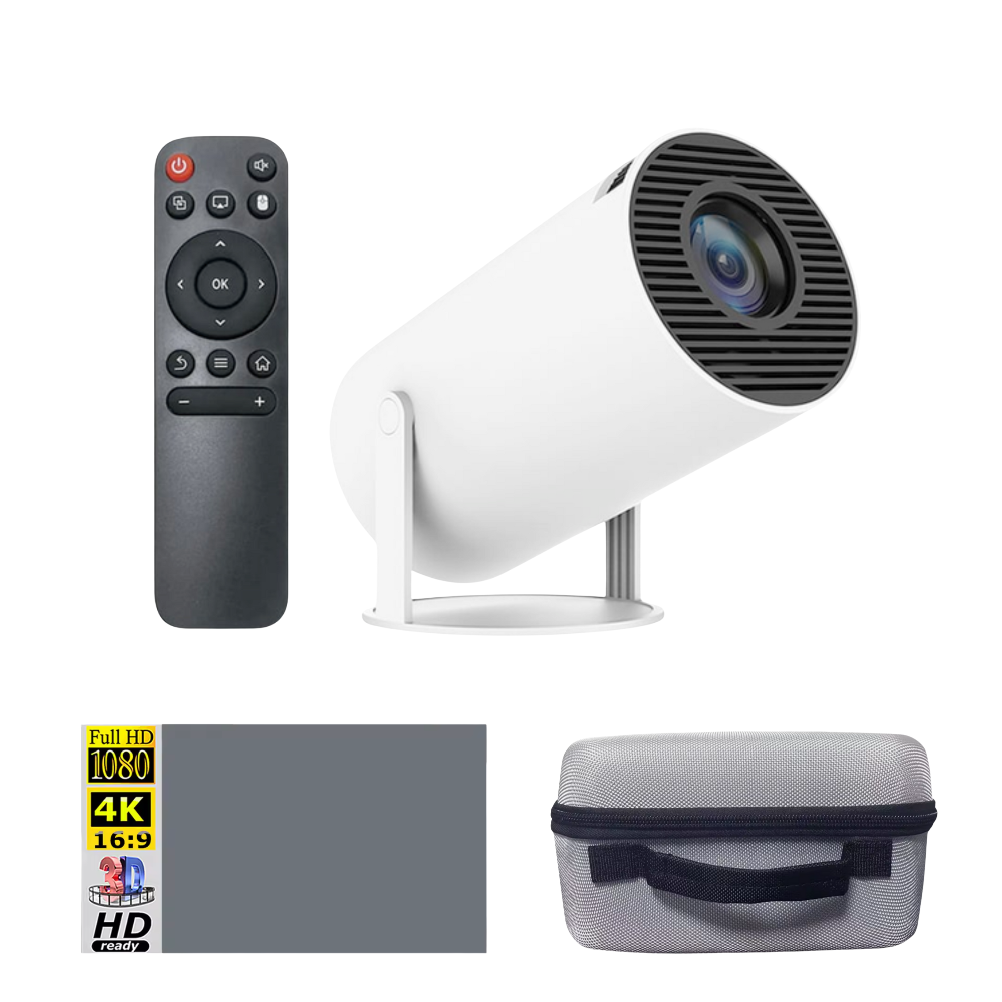 Комплект для домашнего кинотеатра проектор Magcubic HY300 PRO White/экран 100"/кейс для проектора (26404940)