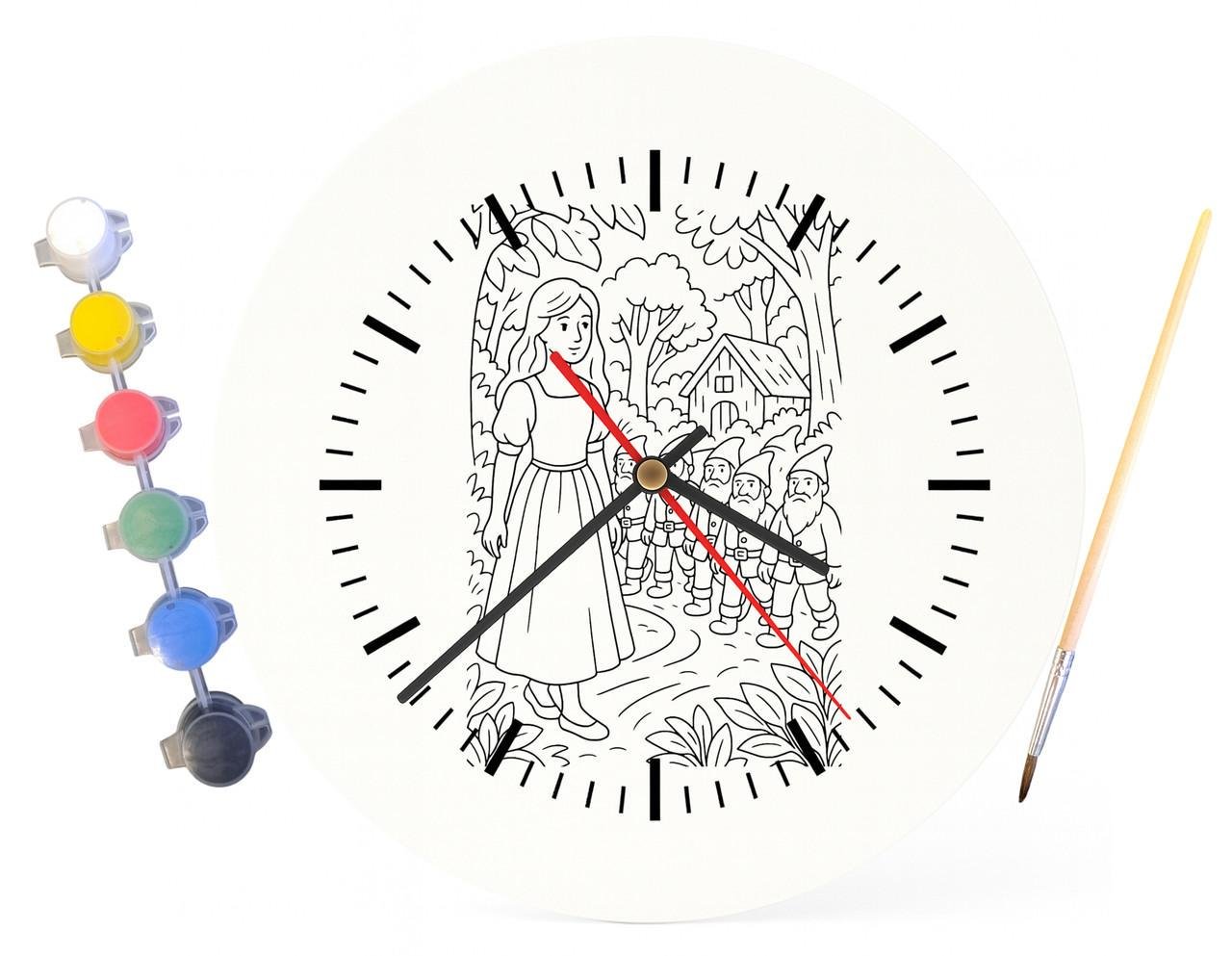 Детский набор для творчества часы-раскраска Белоснежка и семь гномов по мотивам сказки братьев Гримм 30 см (Г0016) - фото 4 Детский набор для творчества часы-раскраска Белоснежка и семь гномов по мотивам сказки братьев Гримм 30 см (Г0016) - фото 4
