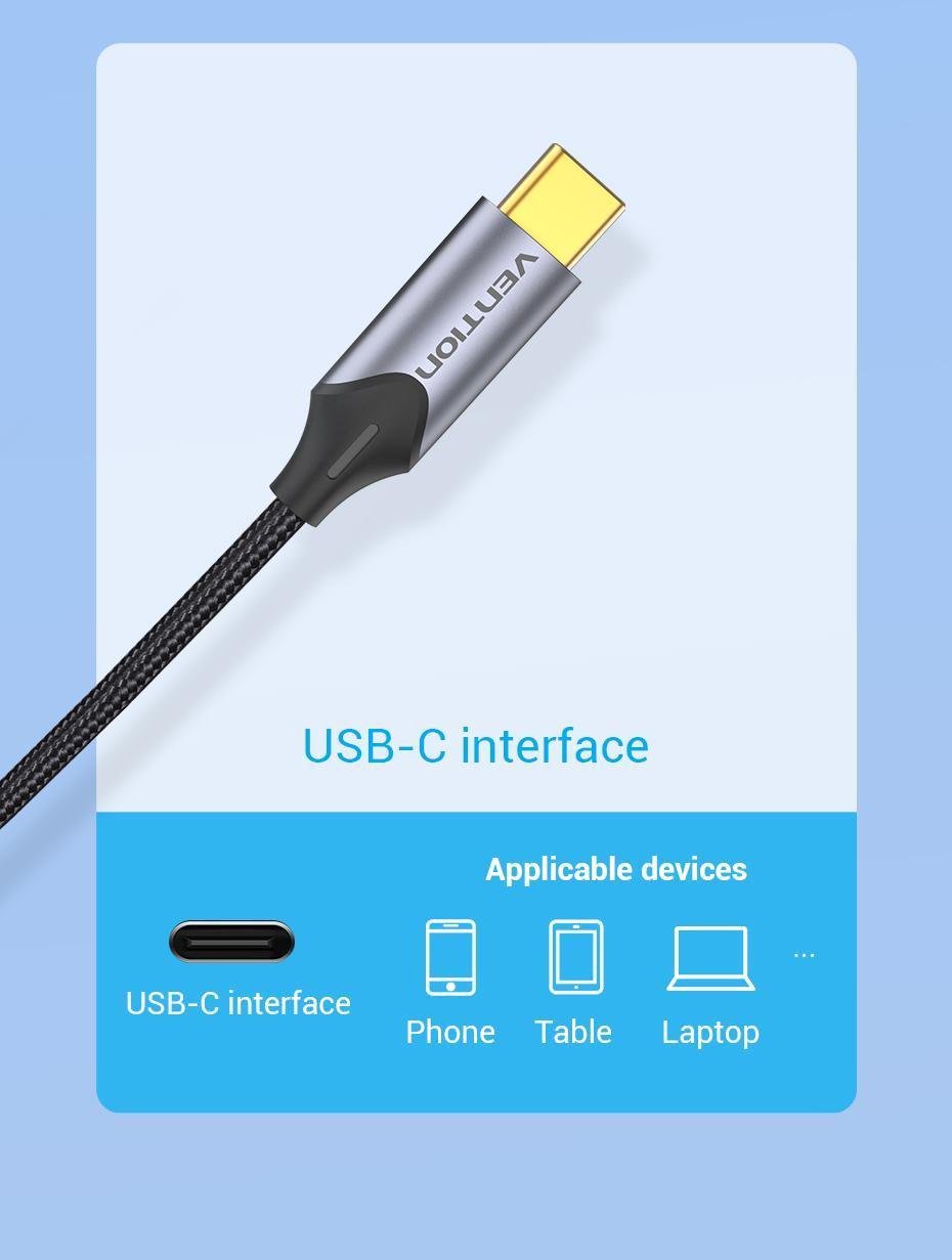 Кабель Vention Type-C-2RCA стерео тюльпани-USB-C Hi-Fi звук AUX DAC ЦАП нейлонове обплетення 2 м Чорний (BGUHH) - фото 11