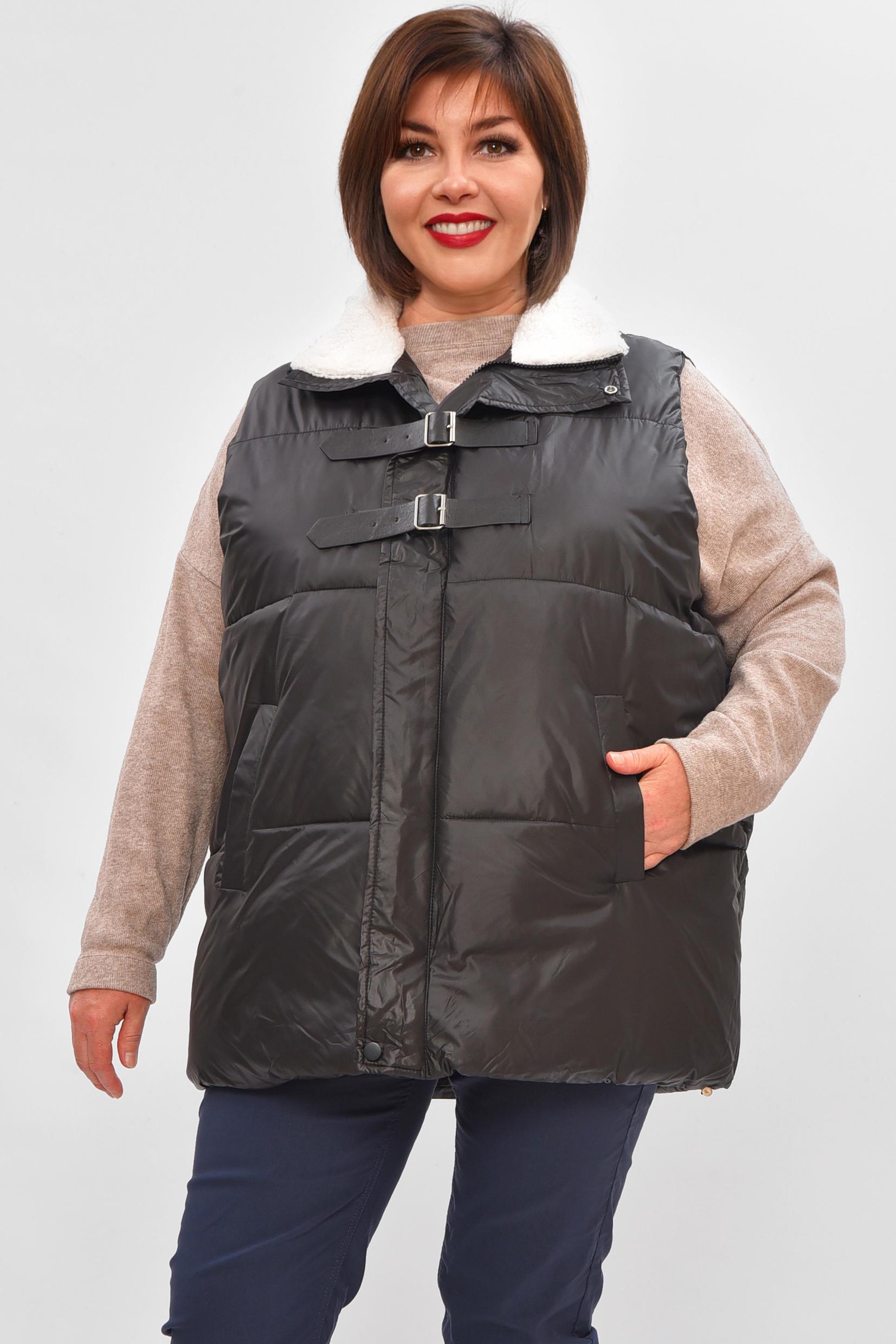 Жилетка жіноча батал 206035 демісезонна 6XL Чорний