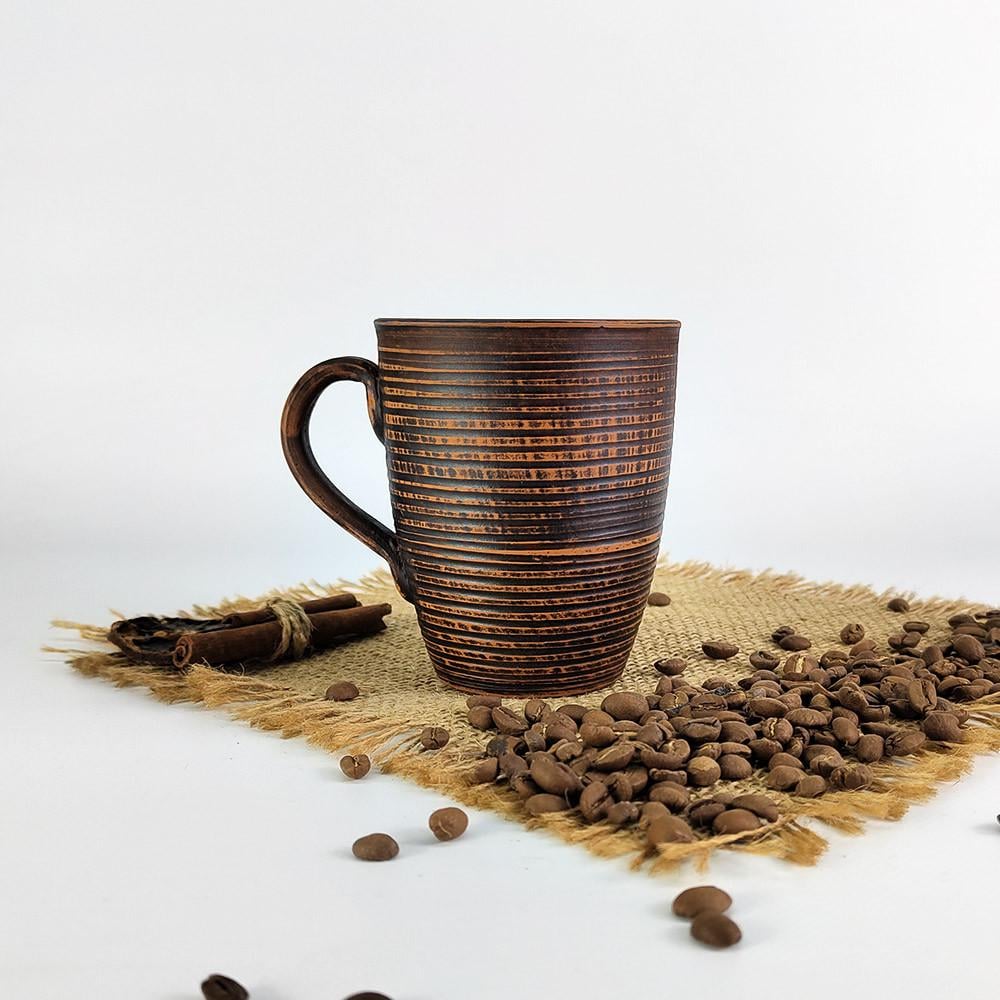 Чашка Винт из красной глины ручная работа 300 мл (921)