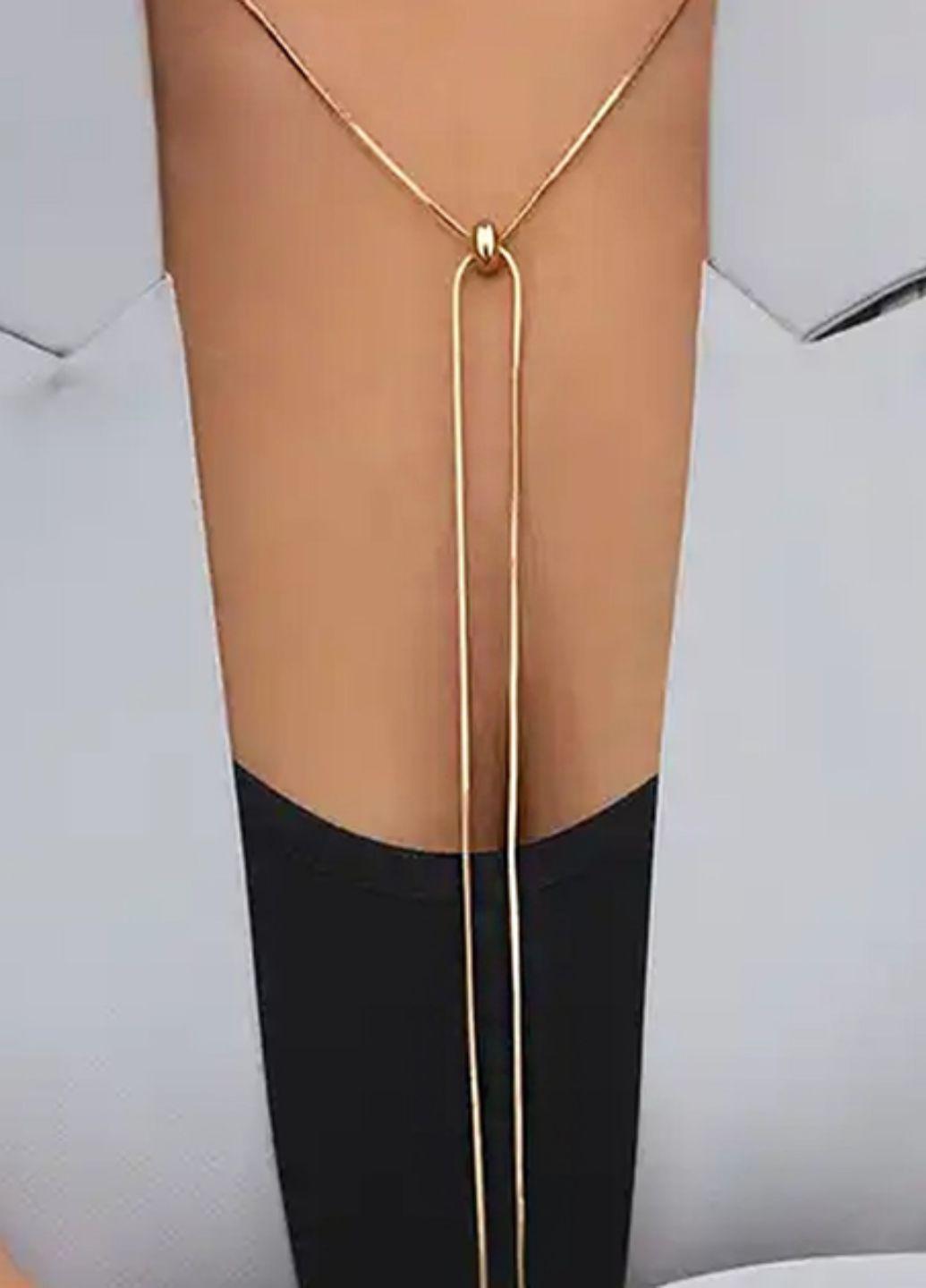 Ланцюжок-краватка жіноча з намистинками регулюється Fashion Jewelry Золотистий (15860) - фото 5 Ланцюжок-краватка жіноча з намистинками регулюється Fashion Jewelry Золотистий (15860) - фото 5