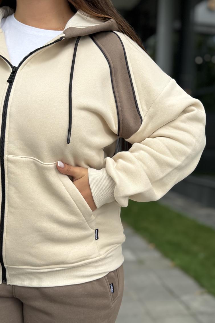 Костюм жіночий М205.4 на флісі XL Бежево-сірий (1009-1-63) - фото 3 Костюм жіночий М205.4 на флісі XL Бежево-сірий (1009-1-63) - фото 3