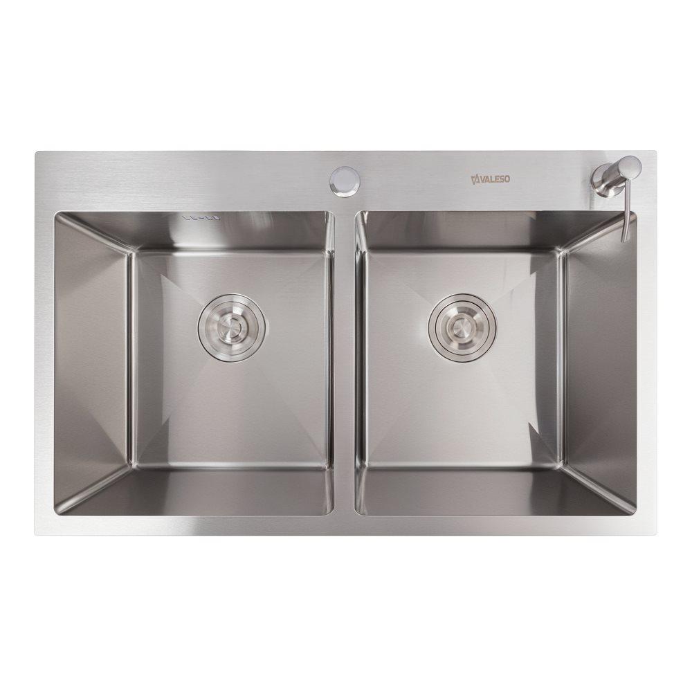 Мойка кухонная Valeso Handmade на две чаши 3,0/0,8 мм 78x48 см Нержавеющая сталь (SP000046585)