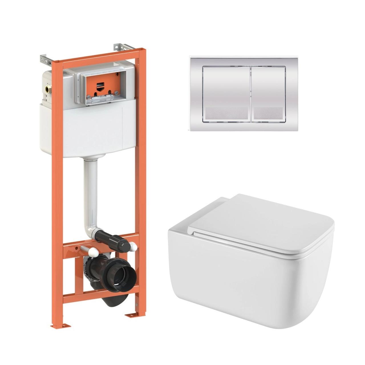 Інсталяція Qtap підвісний унітаз Gemini Ultra Quiet/комплект інсталяції Nest 4в1 квадратна клавіша (2611546639)