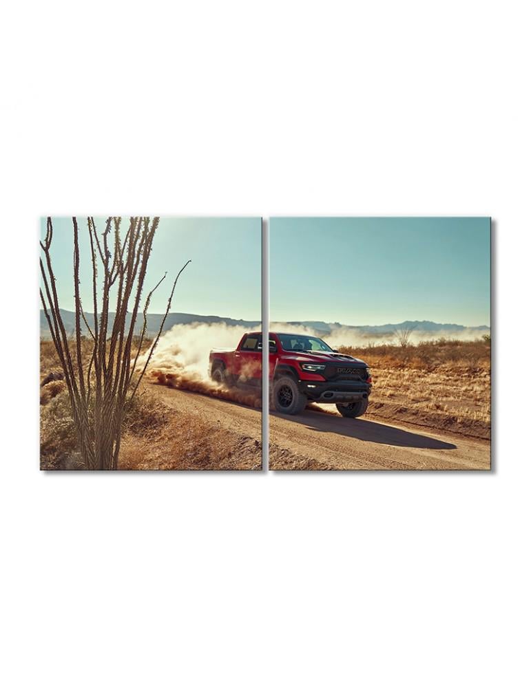 Картина модульная Красный автомобиль 2 модуля 70x105 см