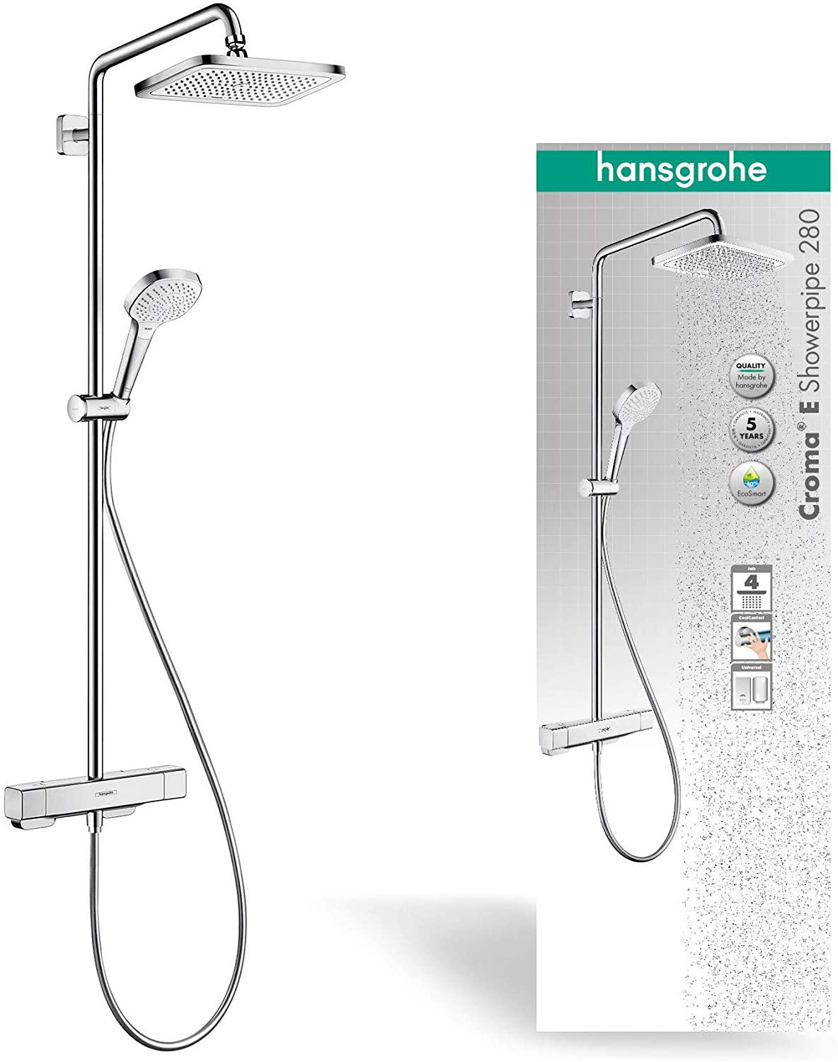 Душевая система с термостатом Hansgrohe Croma Showerpipe EcoSmart 27660000 Хром (147289) - фото 3