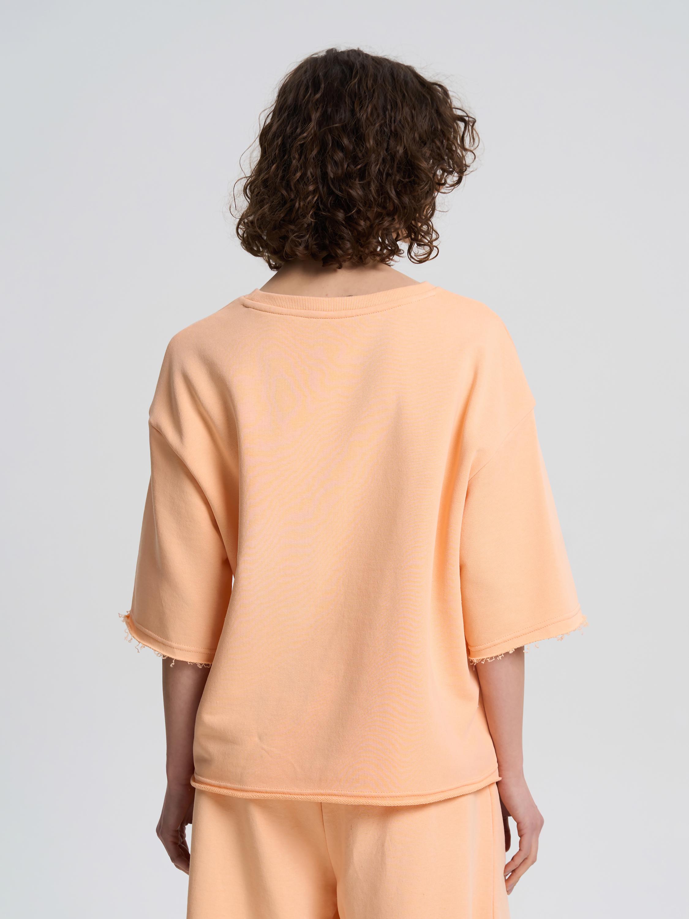 Футболка жіноча щільна з необробленим краєм ROZA 240607 XL Персиковий (4824005717840) - фото 13
