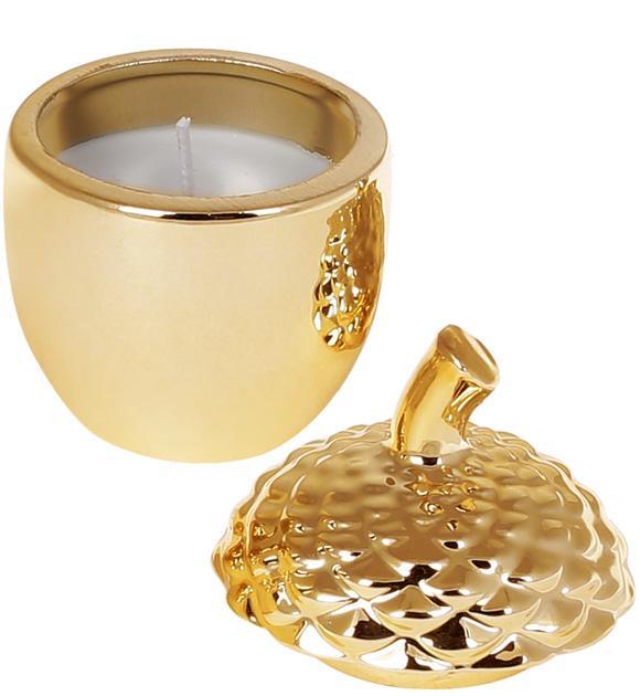 Декоративная свеча Золотой Желудь с крышкой 6х6х8 см фарфор (BD-727-351)