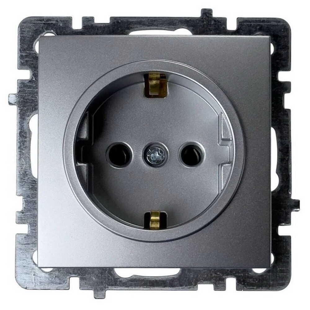 Розетка Nilson Touran одинарна з заземленням без рамки Сріблястий (24130417)