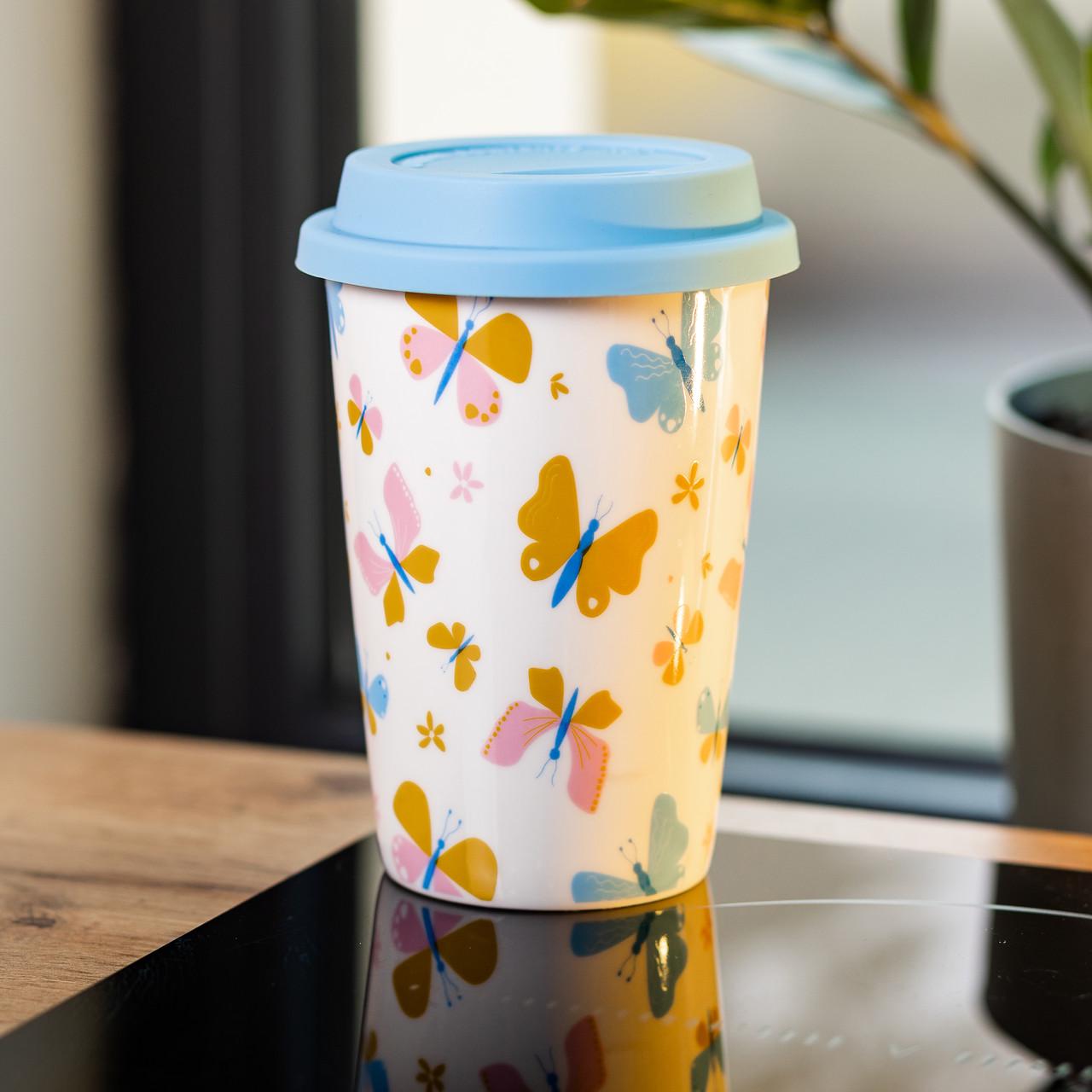 Стакан керамический с силиконовой крышкой 420 мл Белый с желтым (RX-N240546W) - фото 2