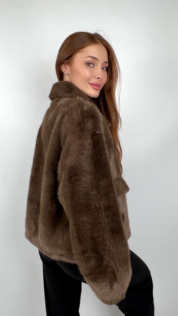 Шуба женская из эко-меха 606-07 M Шоколадный - фото 3 Шуба женская из эко-меха 606-07 M Шоколадный - фото 3