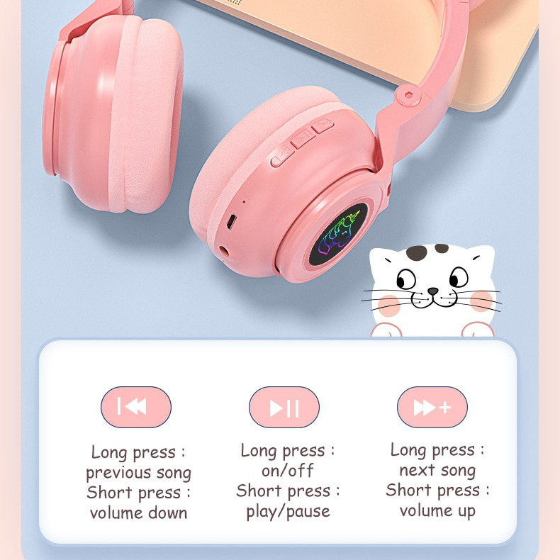 Навушники бездротові Cute Headset 27STN Pink (5e3e3dbf) - фото 3