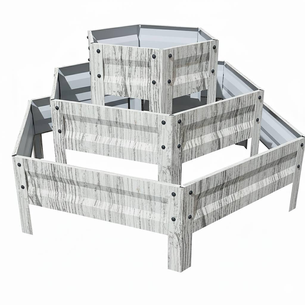 Клумба для цветов SIMBUD Карпатская горка многоярусная 0,45 мм 60x140 см Zn225 Белое дерево