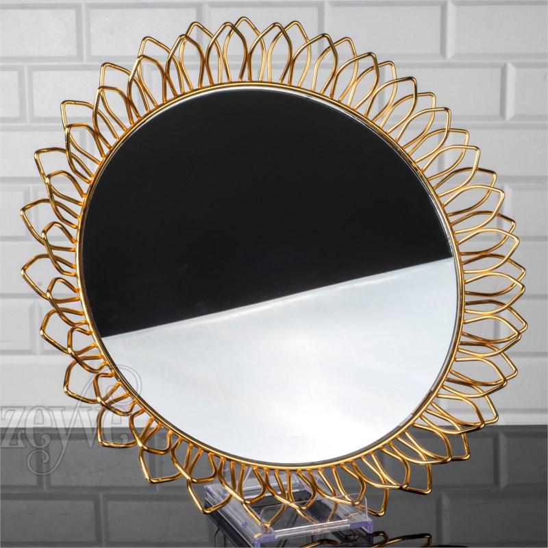 Піднос металевий Zeyve Roza із дзеркальною основою 45 см Золотистий (S-038) - фото 2 Піднос металевий Zeyve Roza із дзеркальною основою 45 см Золотистий (S-038) - фото 2