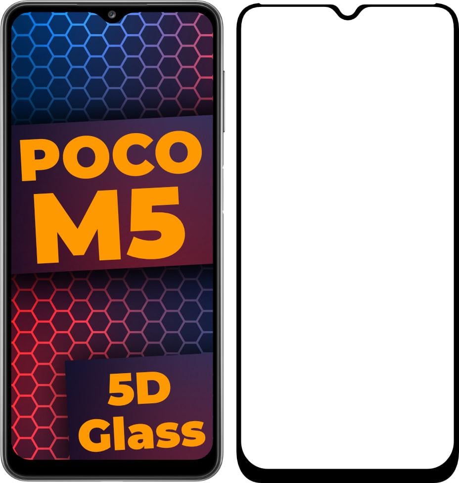 Стекло 5D Xiaomi Poco M5 защитное Full Glue Black (30349)