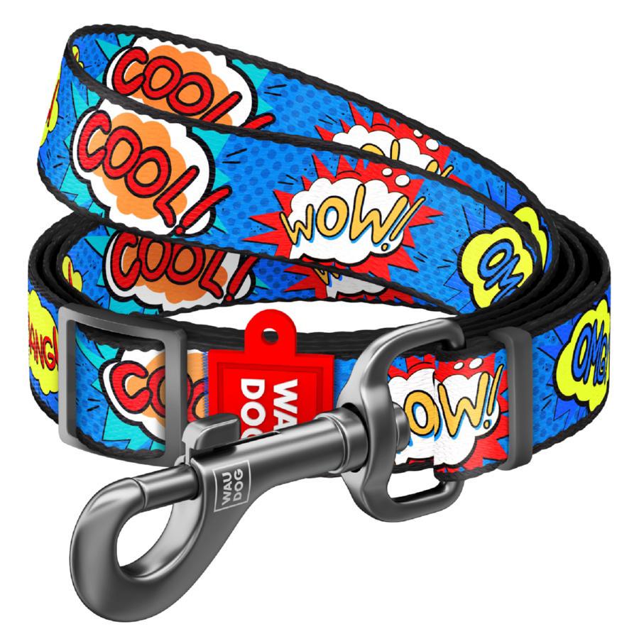 Поводок для собак нейлоновый Waudog Nylon ВАУ регулируемый M 20 мм 152-183 см