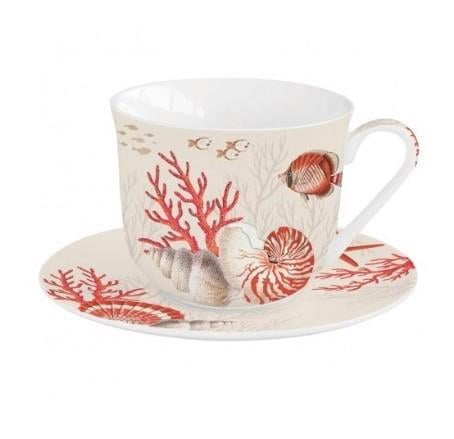Чашка для чая с блюдцем Easy Life Coral Reef 370 мл (111003911)